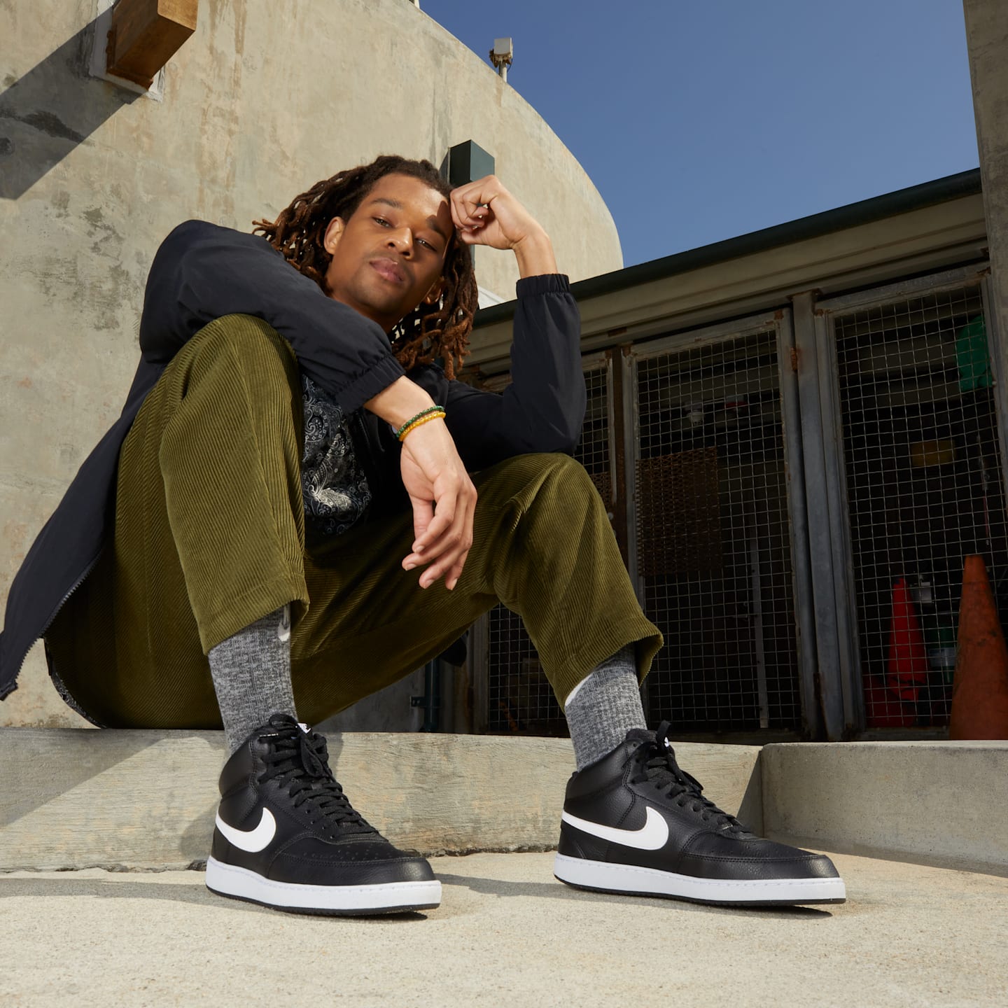 Мужские кроссовки Nike Court Vision Mid Next Nature, цвет: Чёрный / Белый — фото 10