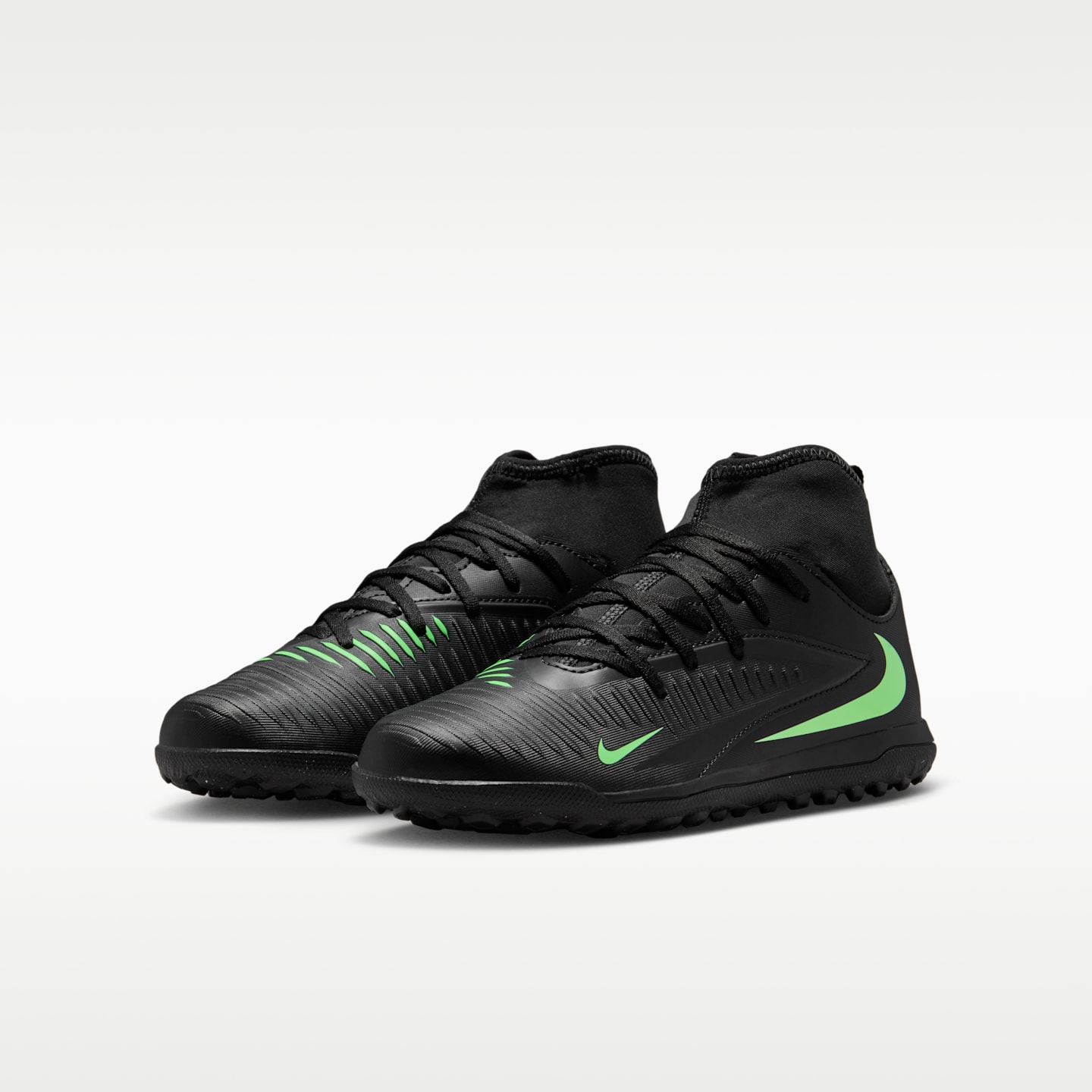 Детские кроссовки Nike Jr. Phantom 6 High Club Turf Soccer, цвет: Чёрный / Зелёный — фото 5