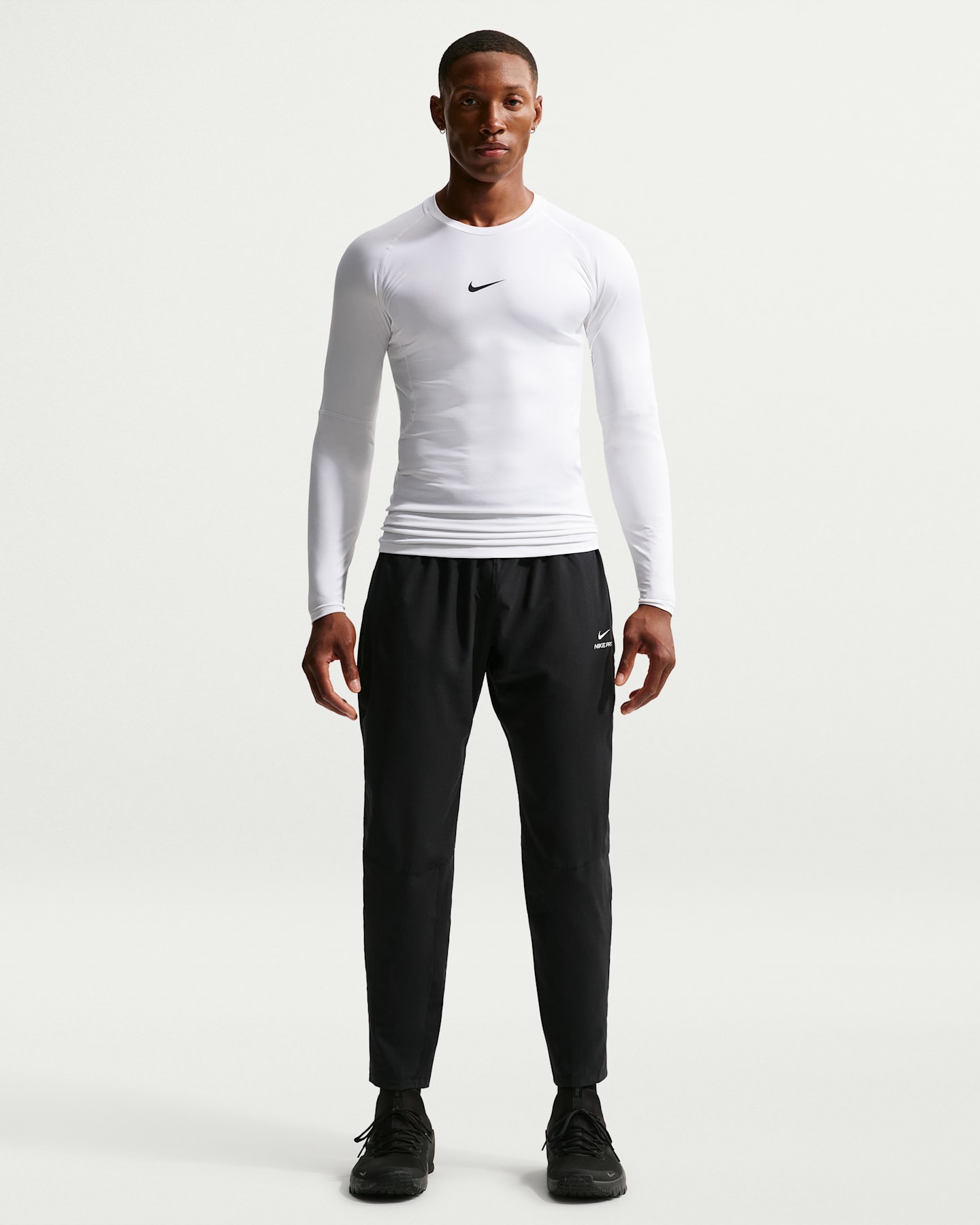 Мужские тренировочные брюки Nike Pro Dri-FIT, цвет: Чёрный / Белый — фото 7