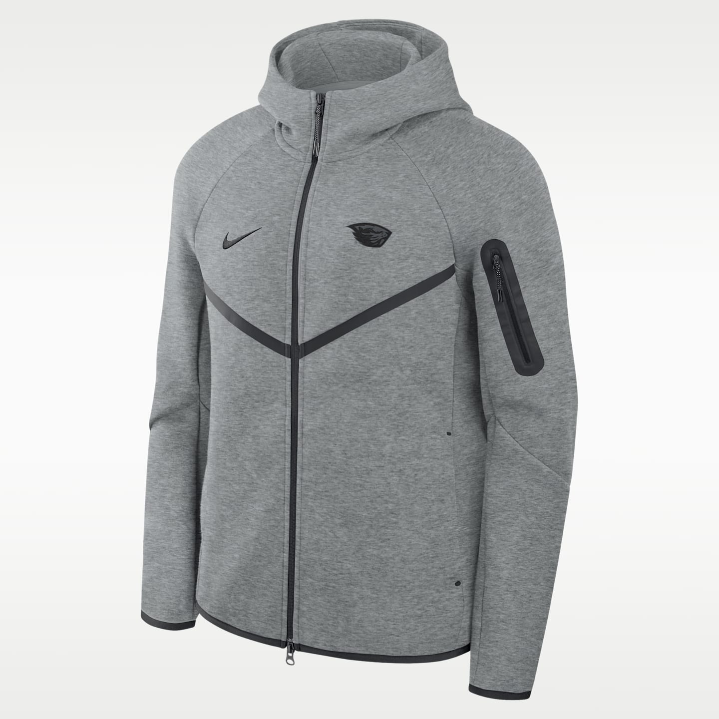 Мужское худи Nike Oregon State Beavers Tech Basketball Fleece Full-Zip, цвет: Тёмный серый меланжевый — фото 1