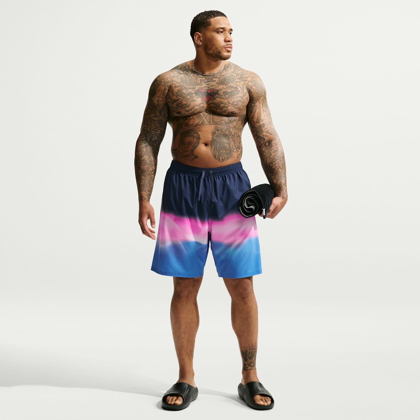 Мужские плавательные шорты Nike Swim Breaker, 9", со вшитыми трусами, большие размеры, цвет: Синий — фото 1