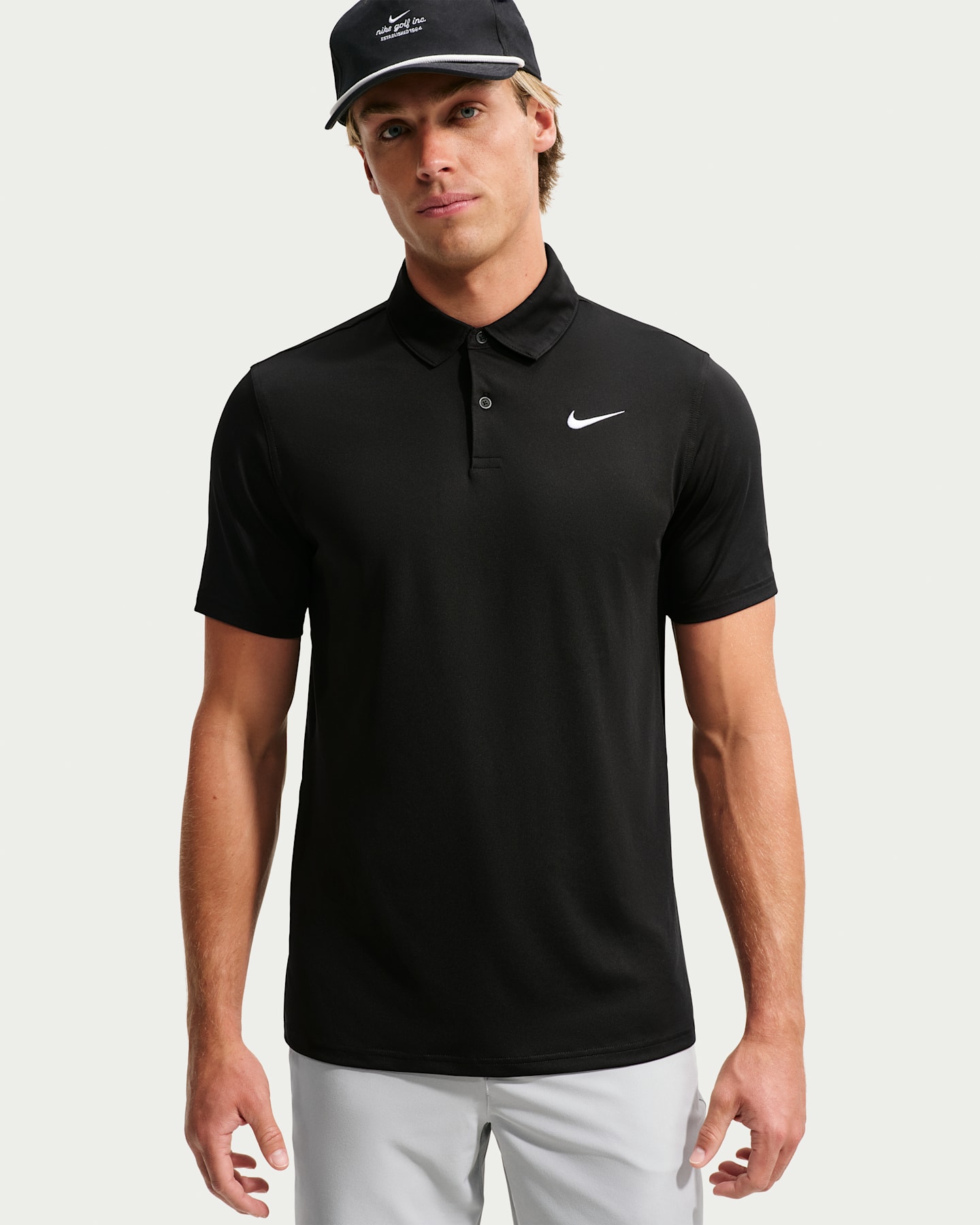 Мужское поло Nike Velocity Dri-FIT Chest Logo Golf Polo, цвет: Чёрный / Белый — фото 6