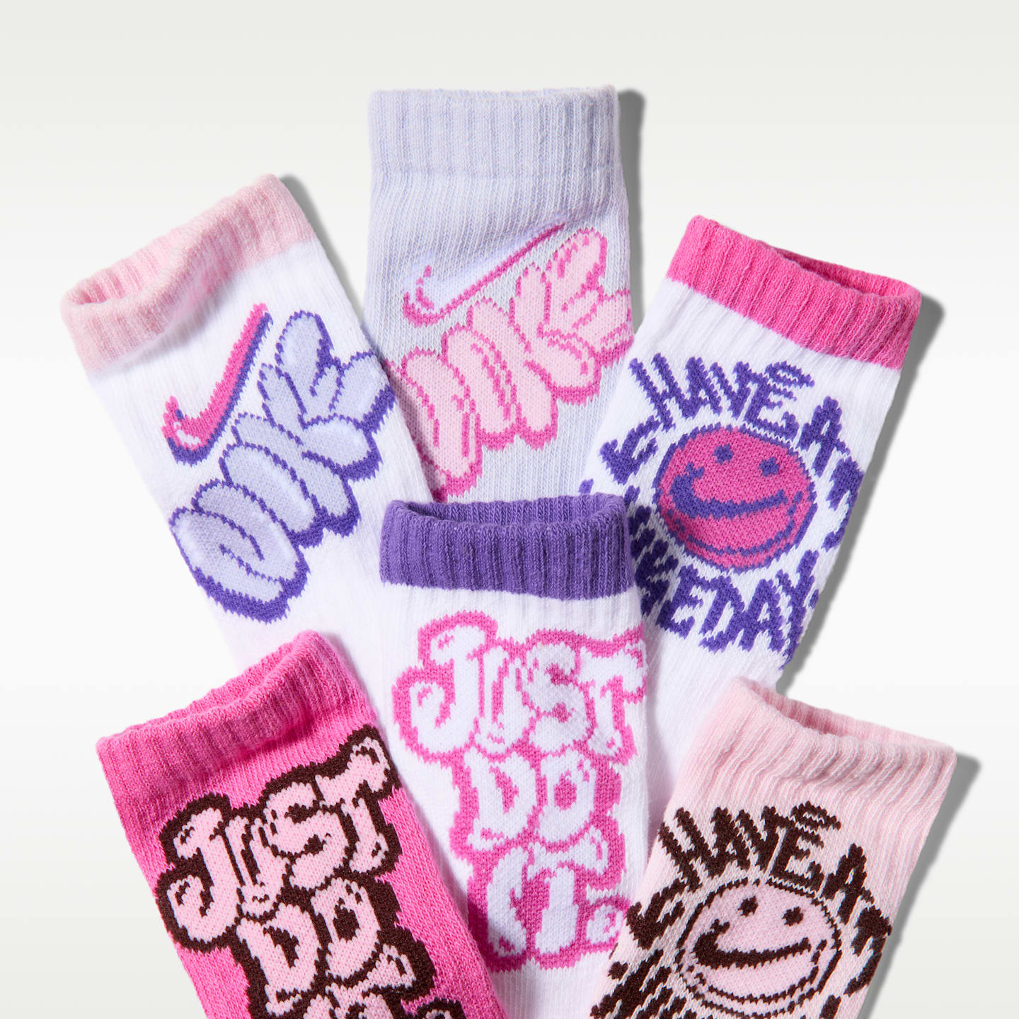 Детские носки Nike Dri-FIT Have a Day с принтом, 6 пар, цвет: Розовый пенный — фото 2
