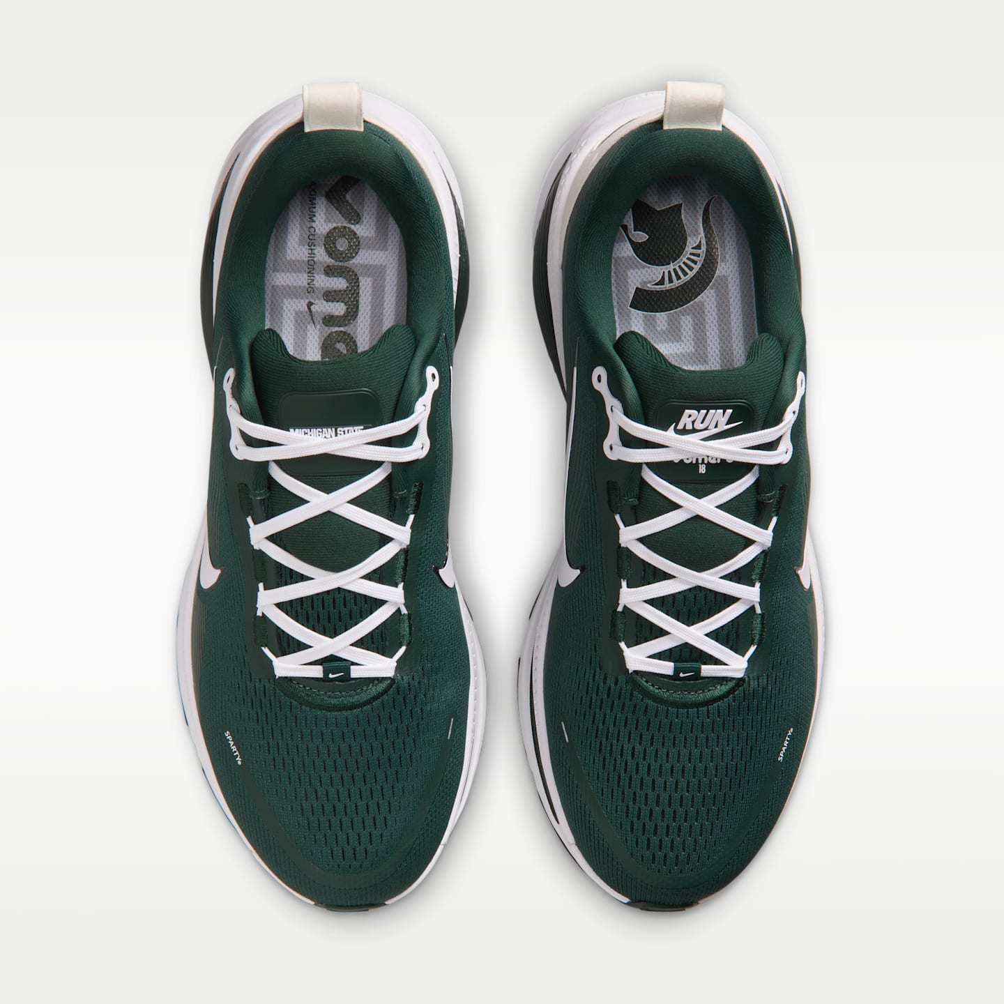 Мужские кроссовки Nike College Vomero 18 (Michigan State) Road Running, цвет: Зелёный / Чёрный — фото 4