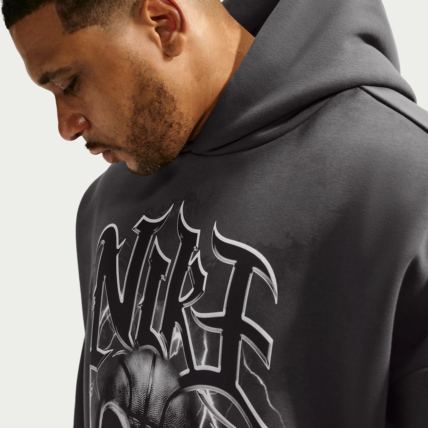 Мужское баскетбольное худи-пуловер Nike Standard Issue с начёсом, цвет: Антрацитовый / Белый — фото 9