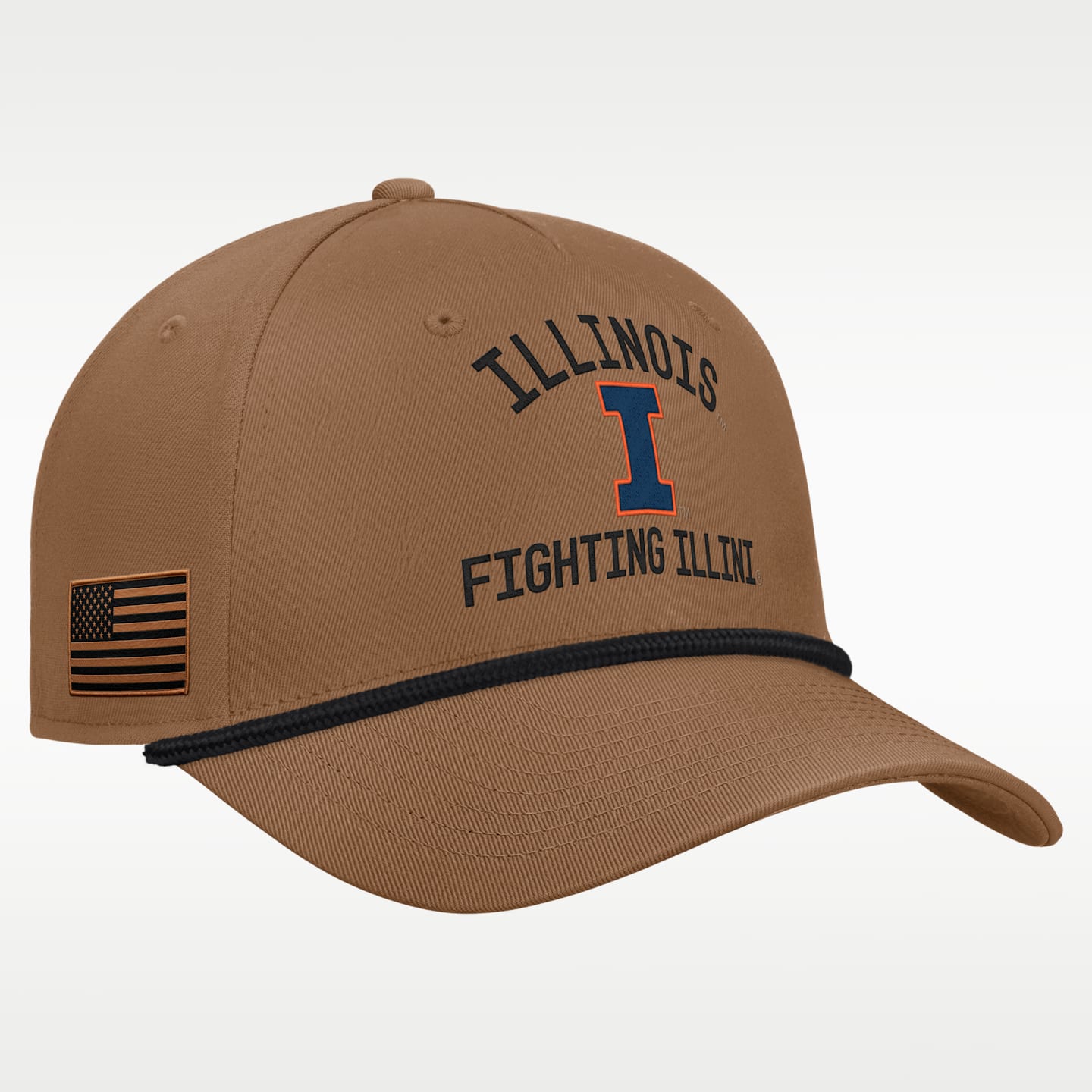Мужская кепка Nike Illinois 2026 Military Appreciation Rope Rise College Adjustable Hat, цвет: Коричневый — фото 3