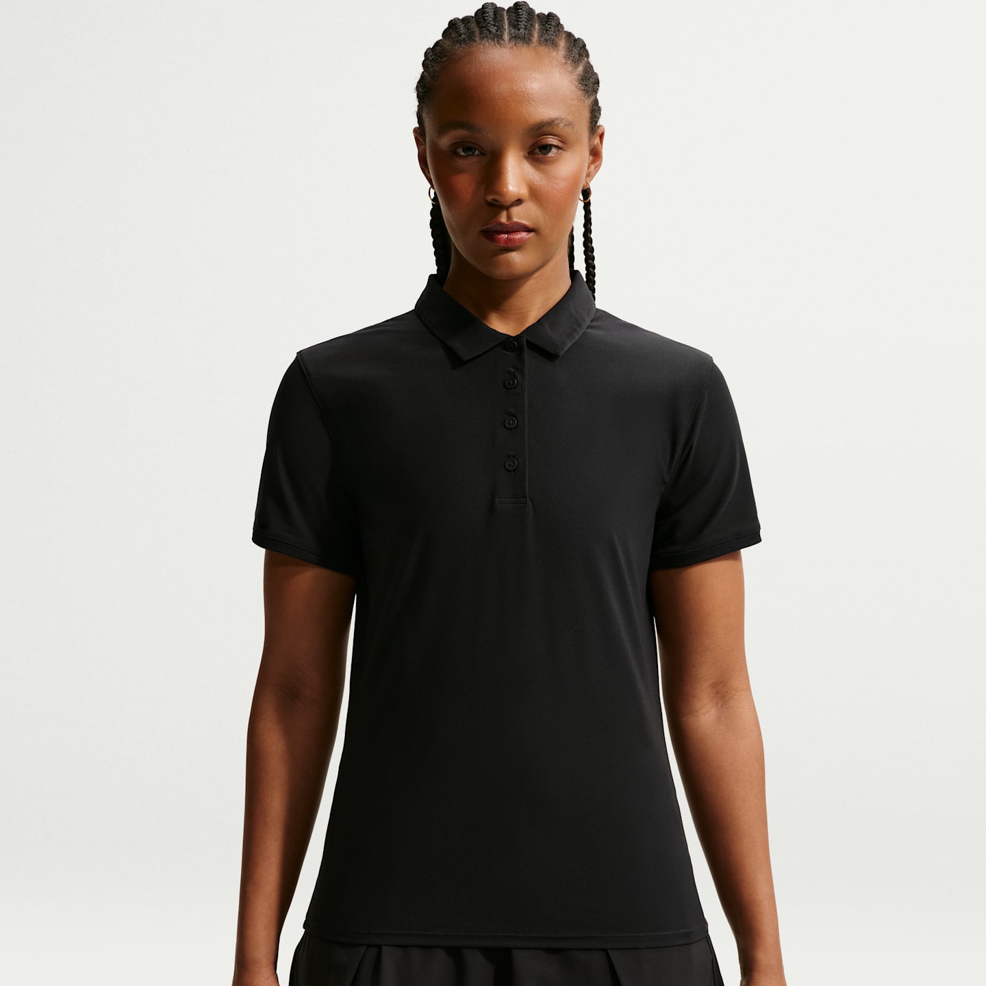 Женское поло для гольфа Nike Victory Dri-FIT с коротким рукавом, цвет: Чёрный / Белый — фото 1