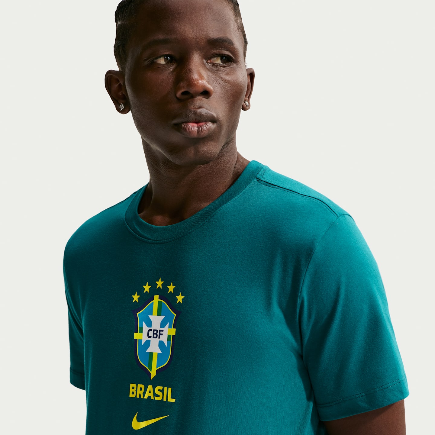 Мужская футбольная футболка Nike Brazil, цвет: Бирюзовый — фото 3