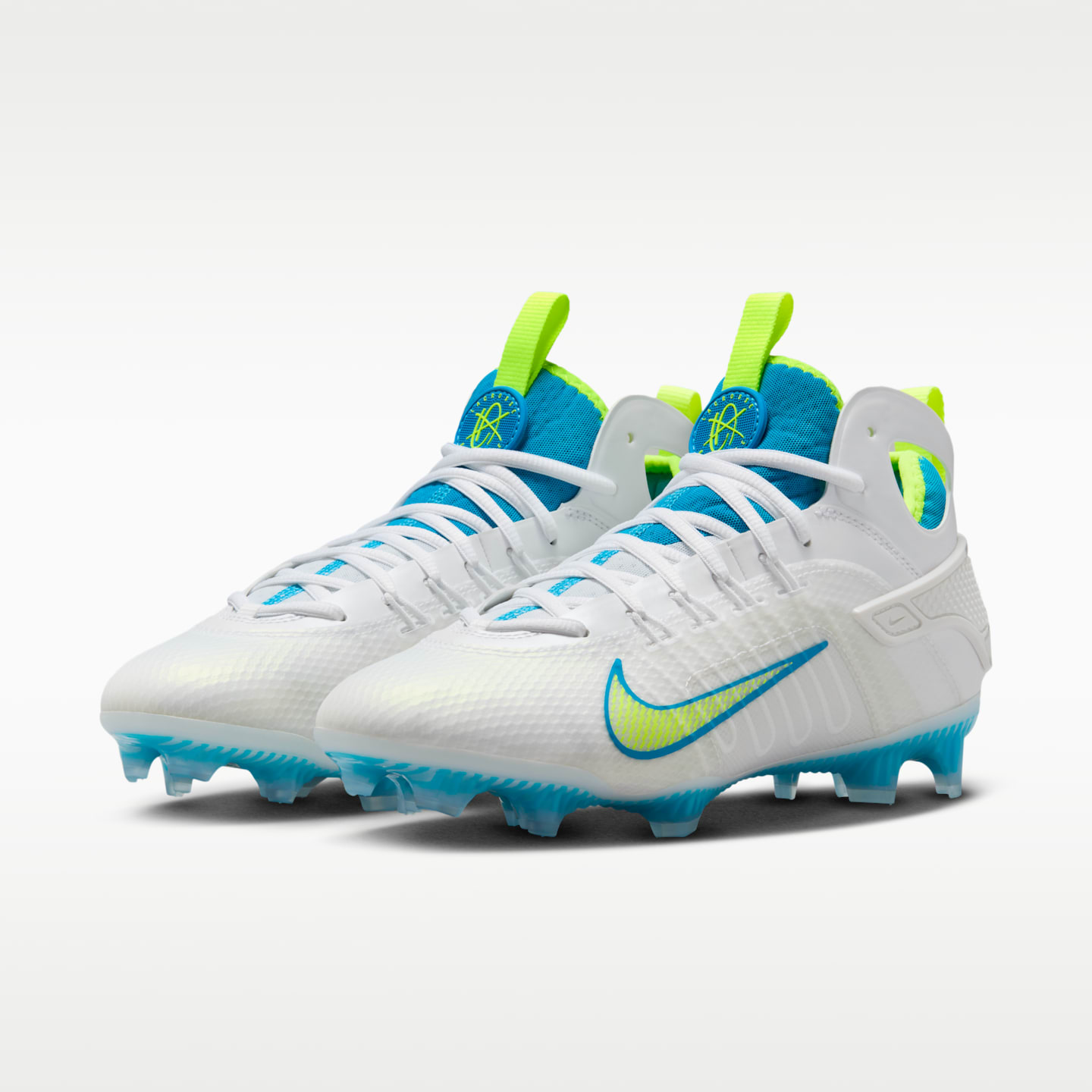 Женские бутсы Nike Huarache 9 Elite Mid LAX SE Lacrosse, цвет: Белый / Яркий синий — фото 5