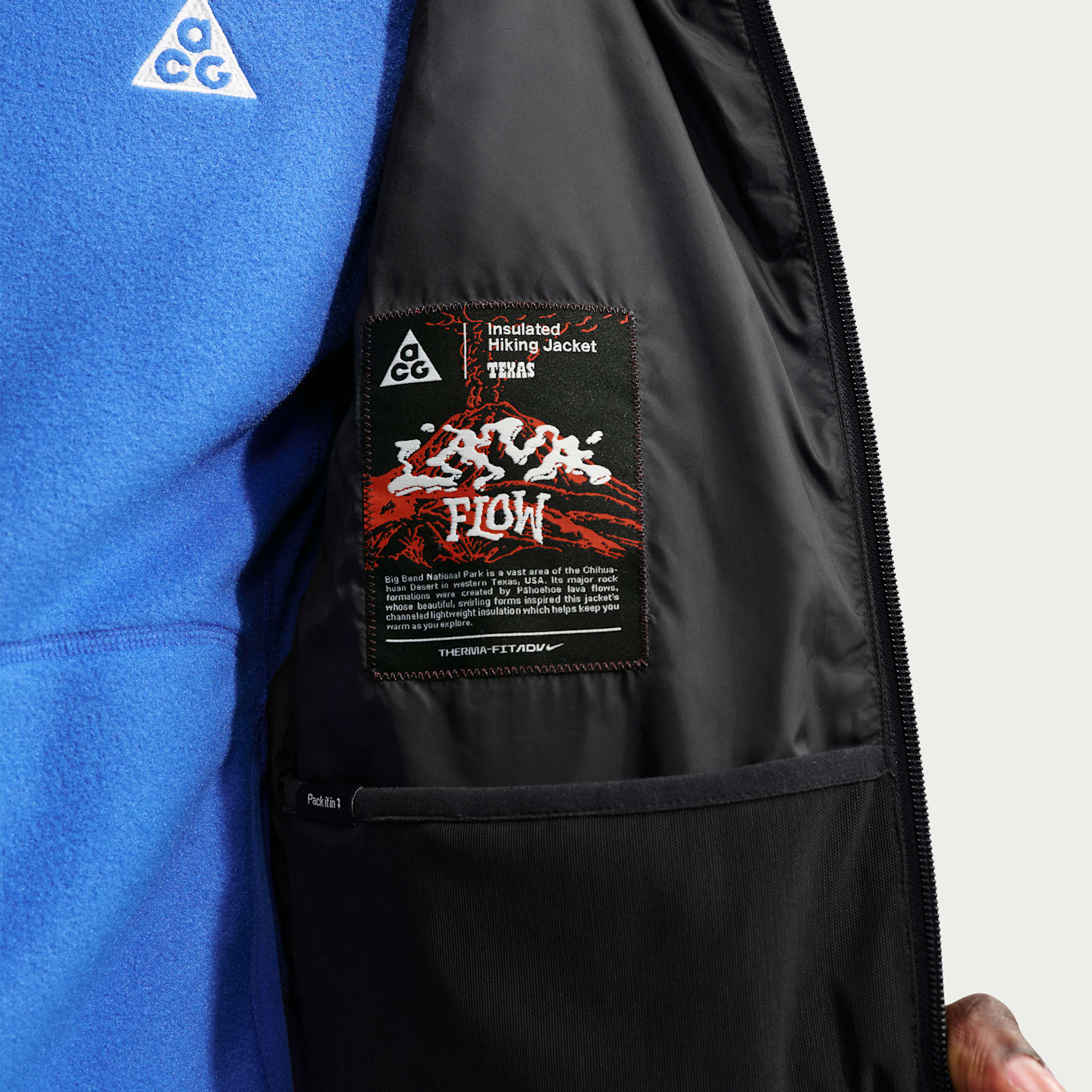 Мужская куртка с капюшоном Nike ACG Lava Flow Therma-FIT ADV, цвет: Чёрный / Снежный белый — фото 6