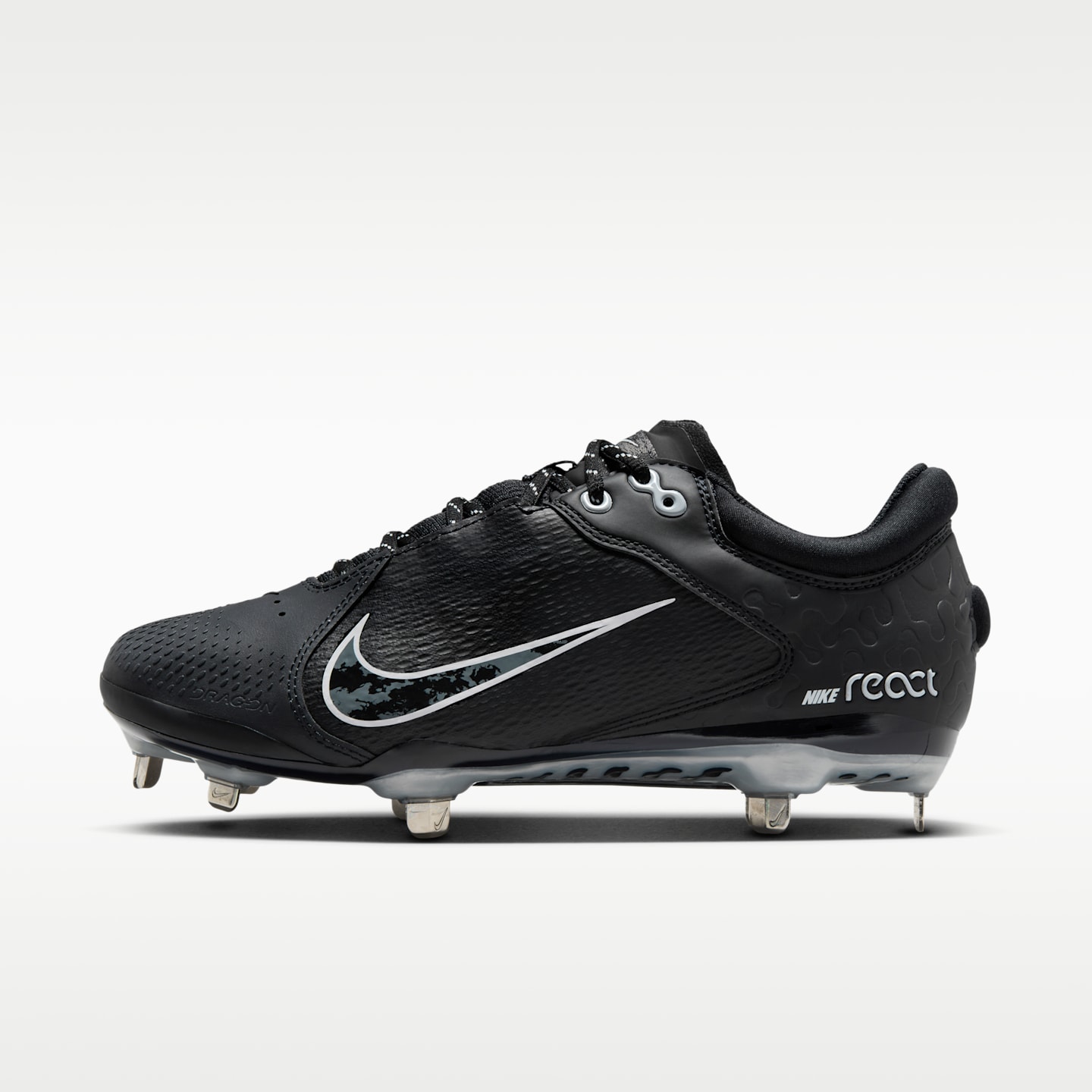 Женские бутсы Nike Hyperdiamond 4 Elite Softball Cleats, цвет: Чёрный / Железный серый — фото 1