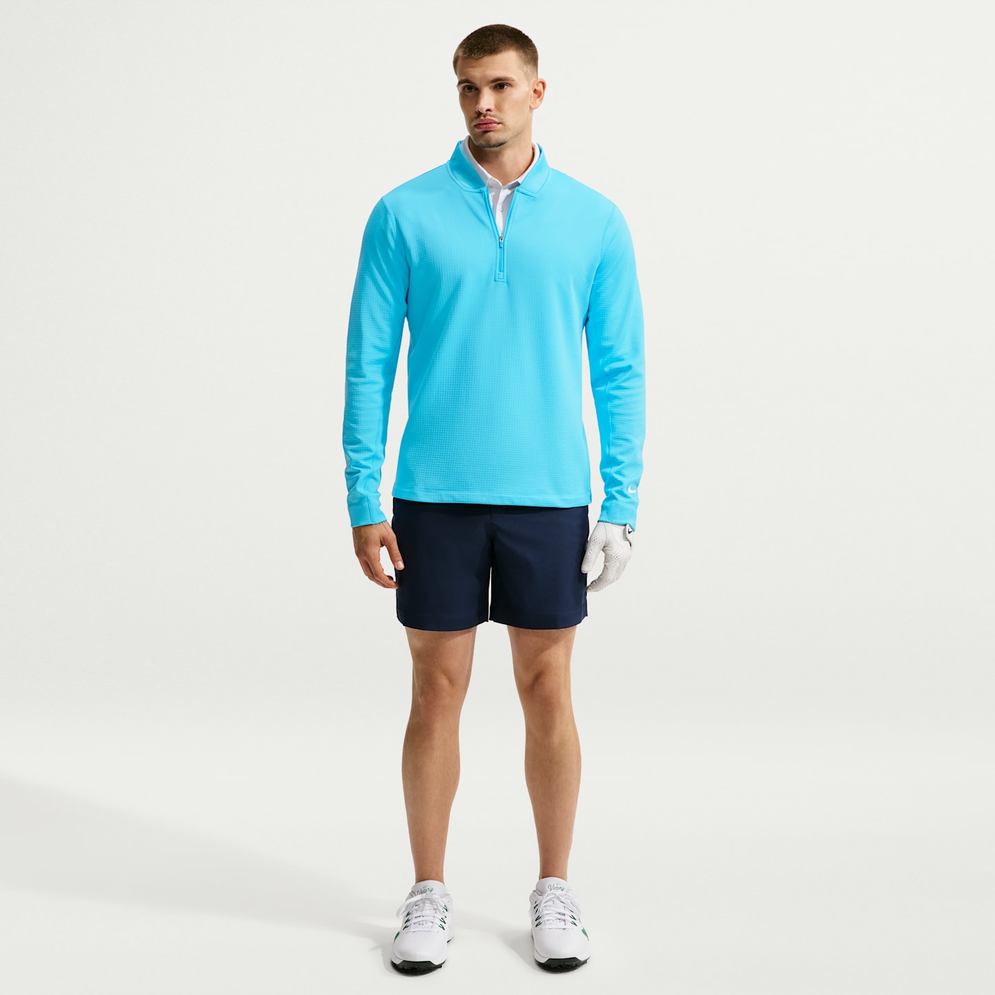 Мужской топ для гольфа Nike Velocity Therma-FIT на молнии 1/2, цвет: Синий / Белый — фото 4