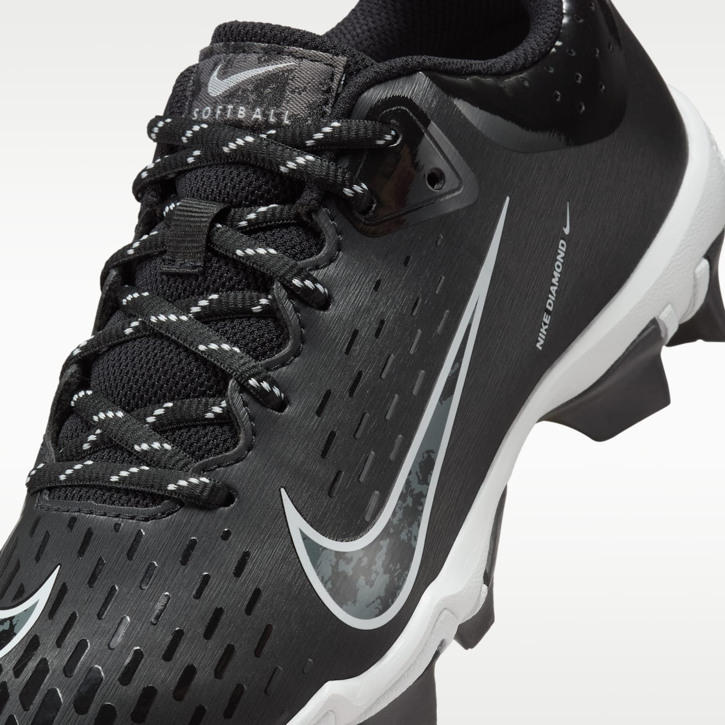 Детские бутсы Nike Hyperdiamond 4 Keystone Softball Cleats, цвет: Чёрный / Чистый платиновый — фото 8