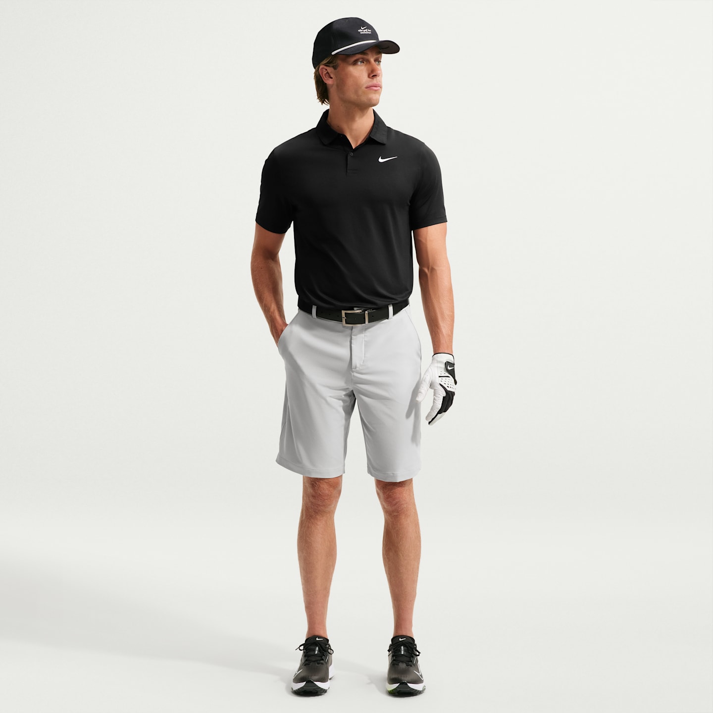 Мужское поло Nike Velocity Dri-FIT Chest Logo Golf Polo, цвет: Чёрный / Белый — фото 4