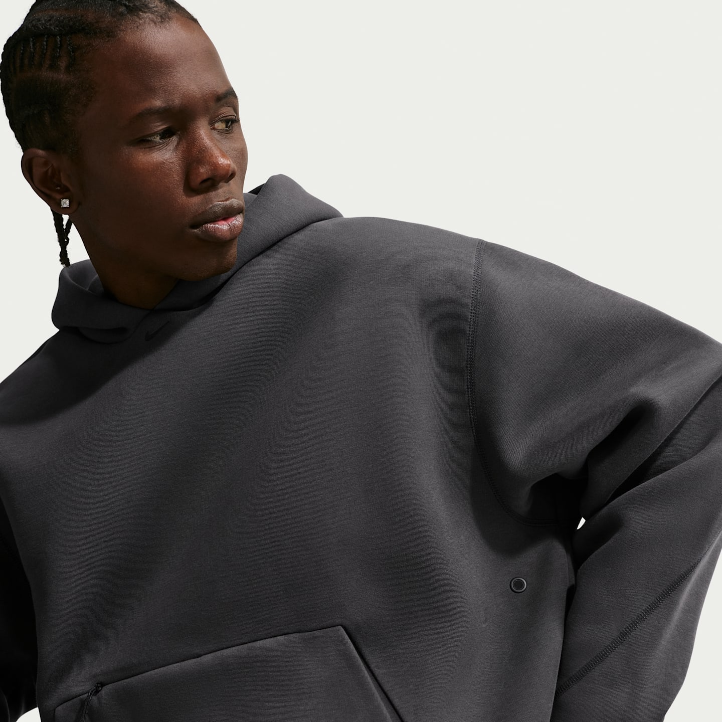 Мужское худи Nike Tech Fleece Pullover, цвет: Антрацитовый / Чёрный — фото 3