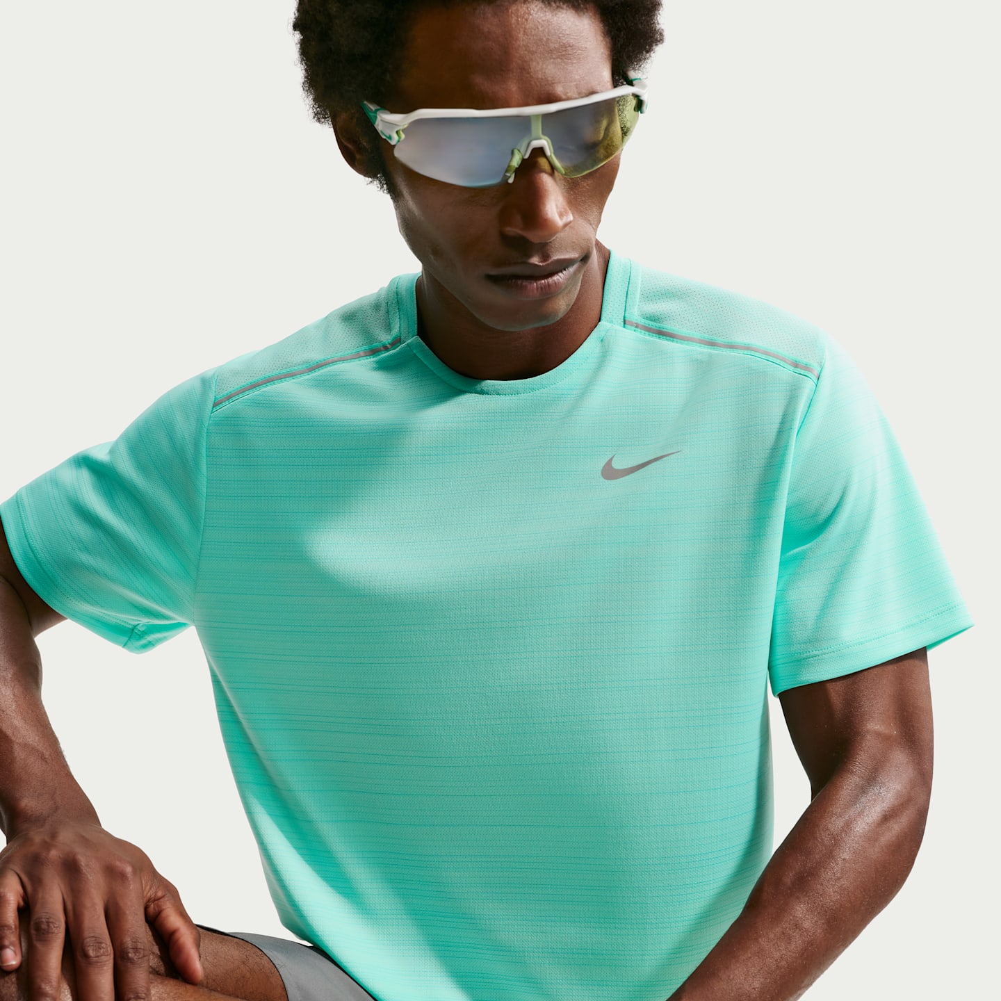Мужская футболка Nike Miler Dri-FIT Short-Sleeve, цвет: Бирюзовый — фото 3