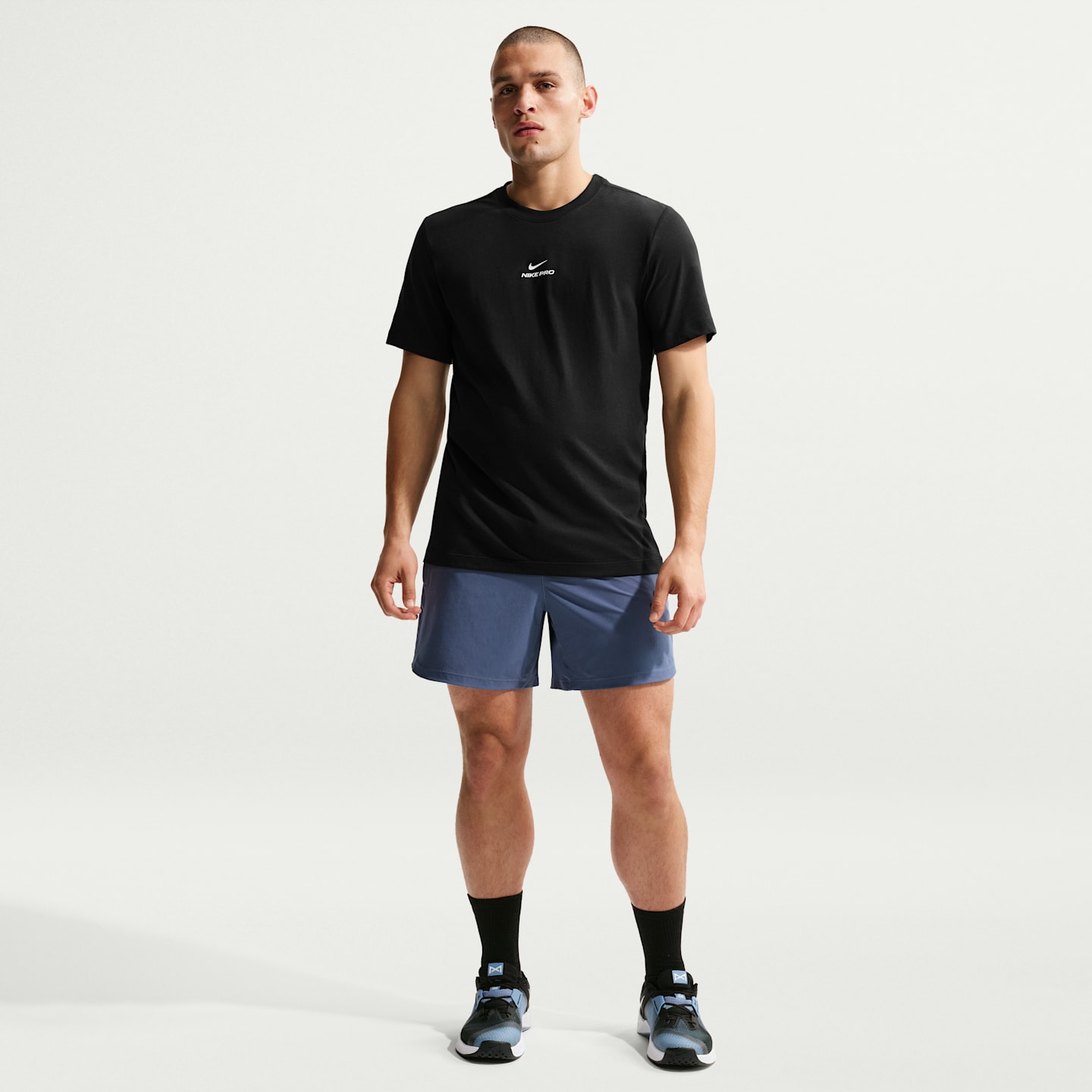 Мужская футболка Nike Pro Dri-FIT, цвет: Чёрный / Белый — фото 4