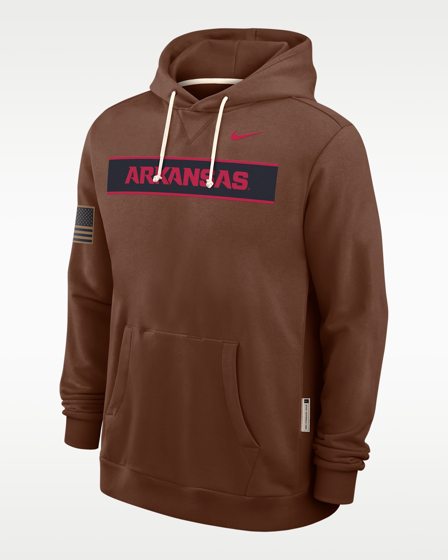 Мужской топ Nike Arkansas 2026 Military Appreciation Dri-FIT College Long-Sleeve Hooded Top, цвет: Коричневый — фото 2