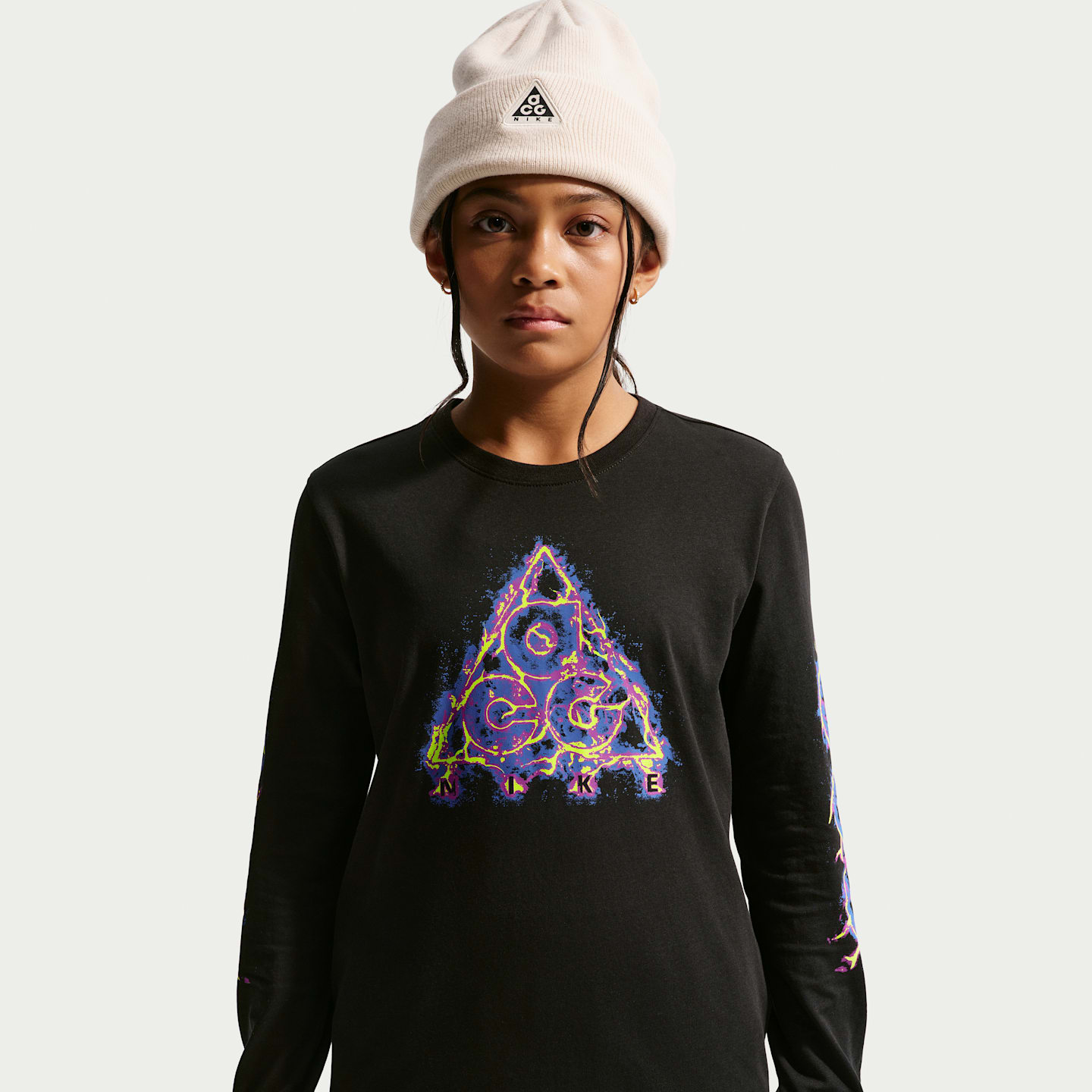 Детская футболка Nike ACG Dri-FIT Long-Sleeve Lightening Logo, цвет: Чёрный — фото 1