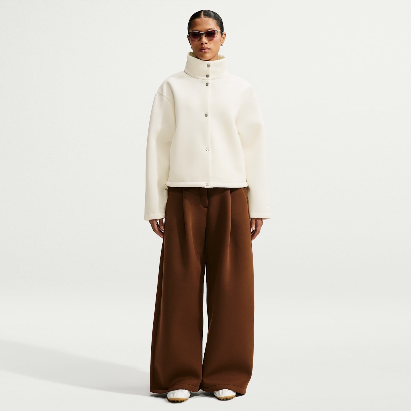 Женская флисовая куртка оверсайз Nike Article Fleece, цвет: Меловой — фото 4