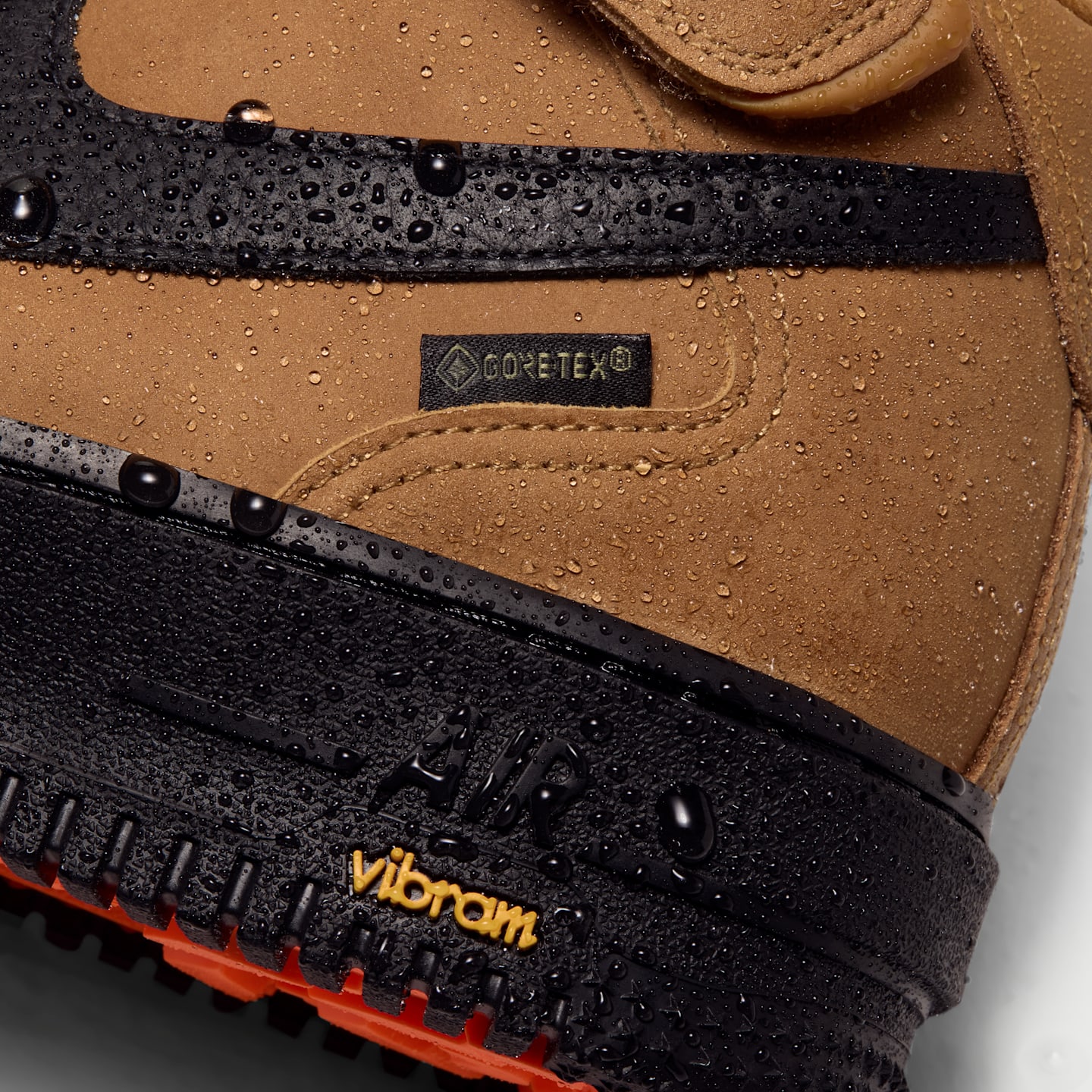 Мужские кроссовки Nike Air Force 1 Mid '07 GORE-TEX Vibram, цвет: Пшеничный / Оранжевый — фото 9