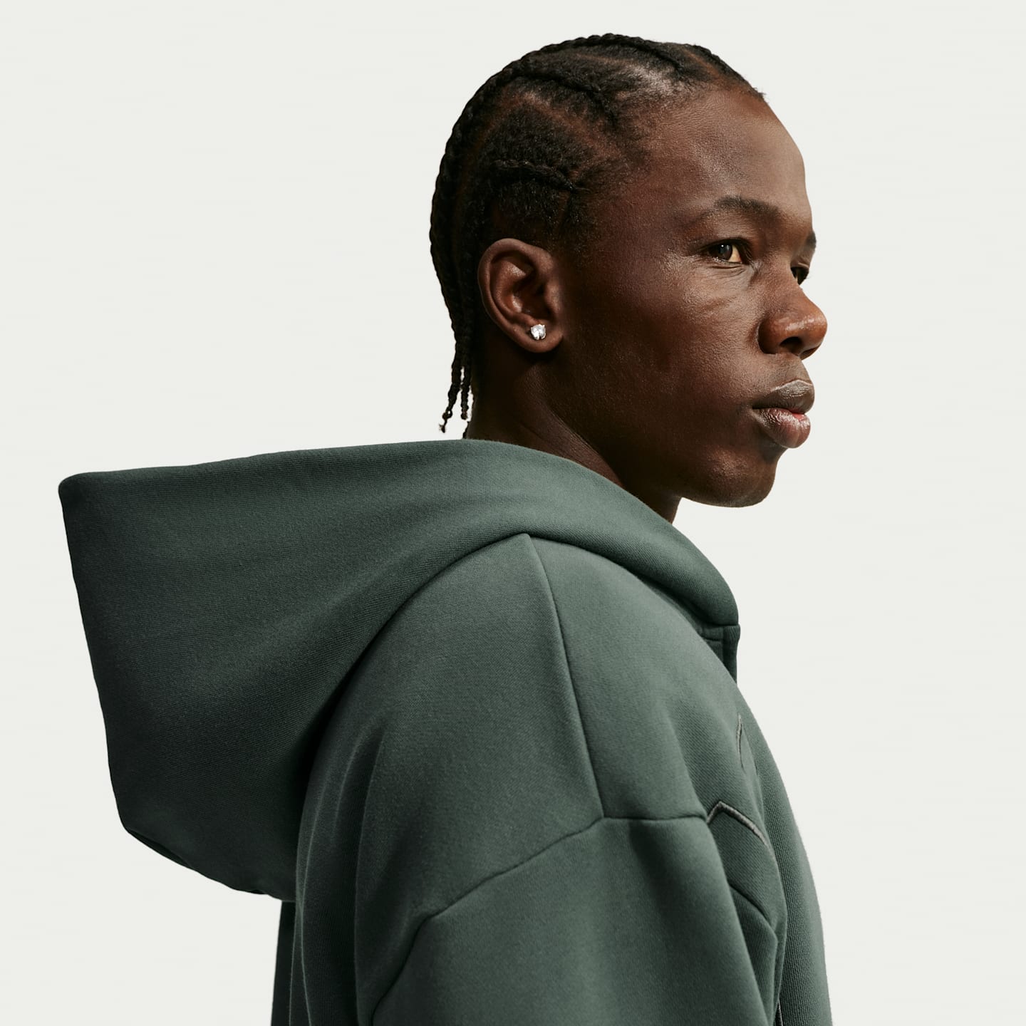 Мужское флисовое худи на молнии Nike Solo свободного кроя, цвет: Камуфляжный зелёный — фото 6