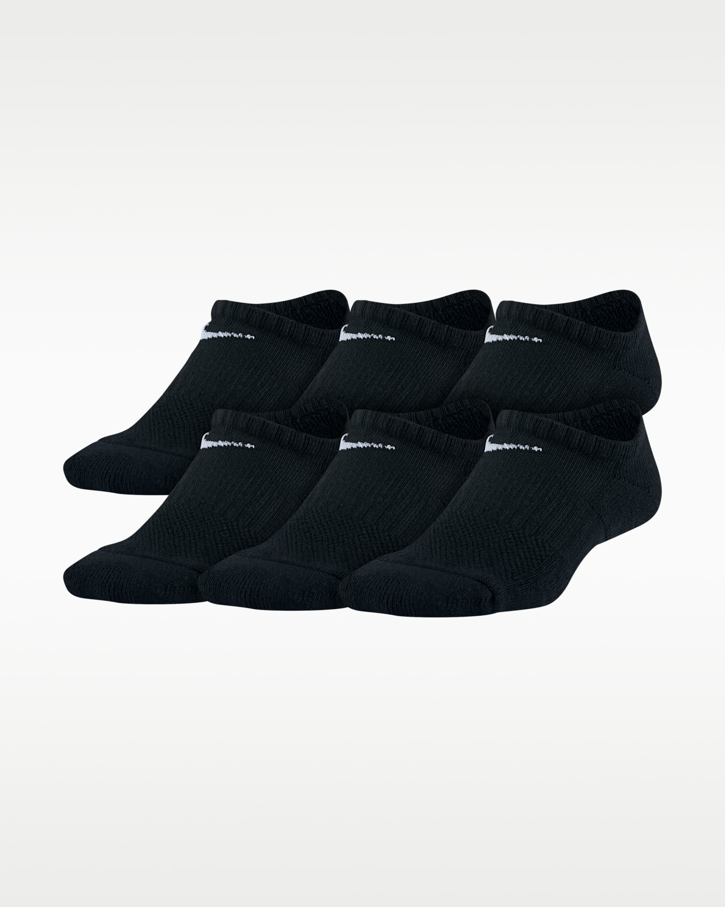 Детские короткие носки Nike Everyday Cushioned No-Show, 6 пар, цвет: Чёрный / Белый — фото 3
