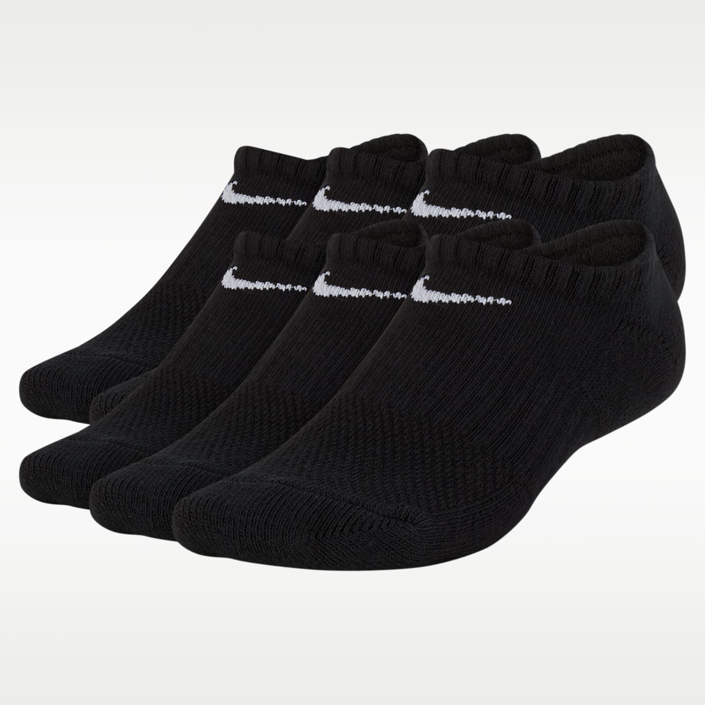 Детские короткие носки Nike Everyday Cushioned No-Show, 6 пар, цвет: Чёрный / Белый — фото 1