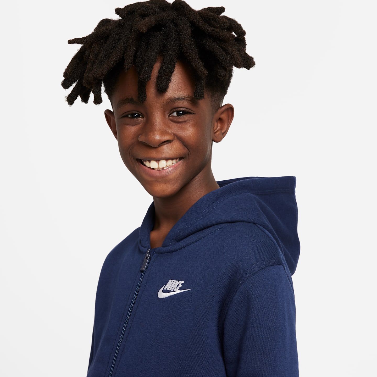Детское худи на молнии Nike Sportswear Club, цвет: Тёмно-синий / Белый — фото 3