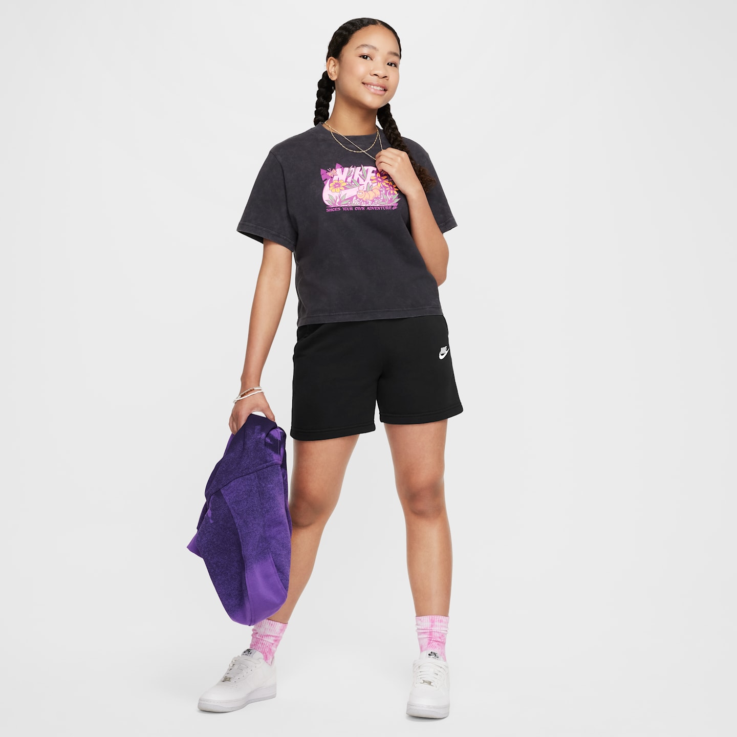 Детские шорты Nike Sportswear Club Fleece Big Kids' (Girls') 5" French Terry Shorts — фото 7