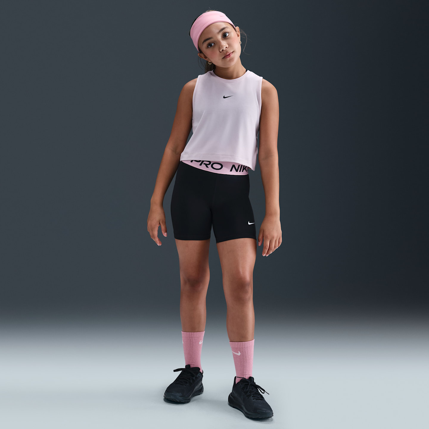 Детские шорты Nike Pro Big Kids' (Girls') Dri-FIT 5" Shorts — фото 1
