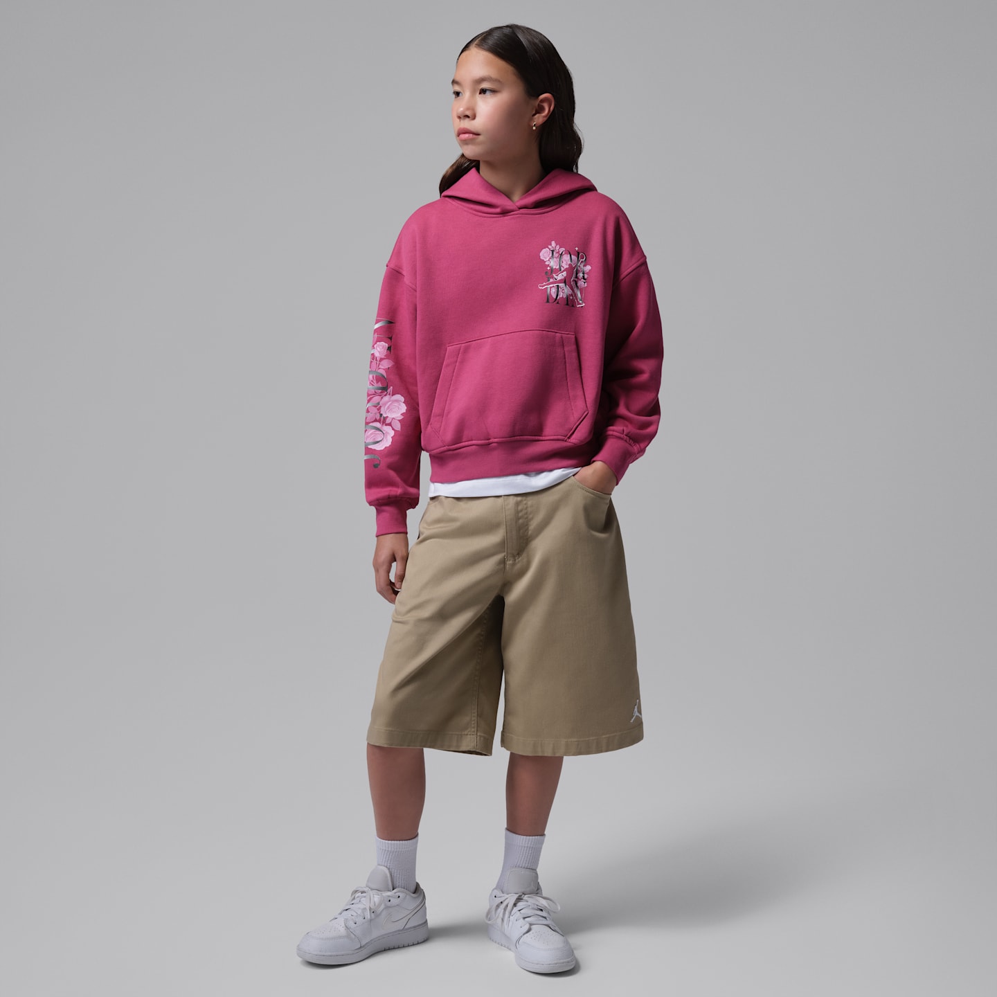 Детские худи Jordan Big Kids' Jumpman Floral Stack — фото 9