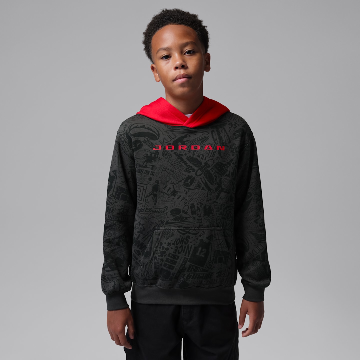 Детские худи Jordan Big Kids' Brooklyn Printed Pullover — фото 1