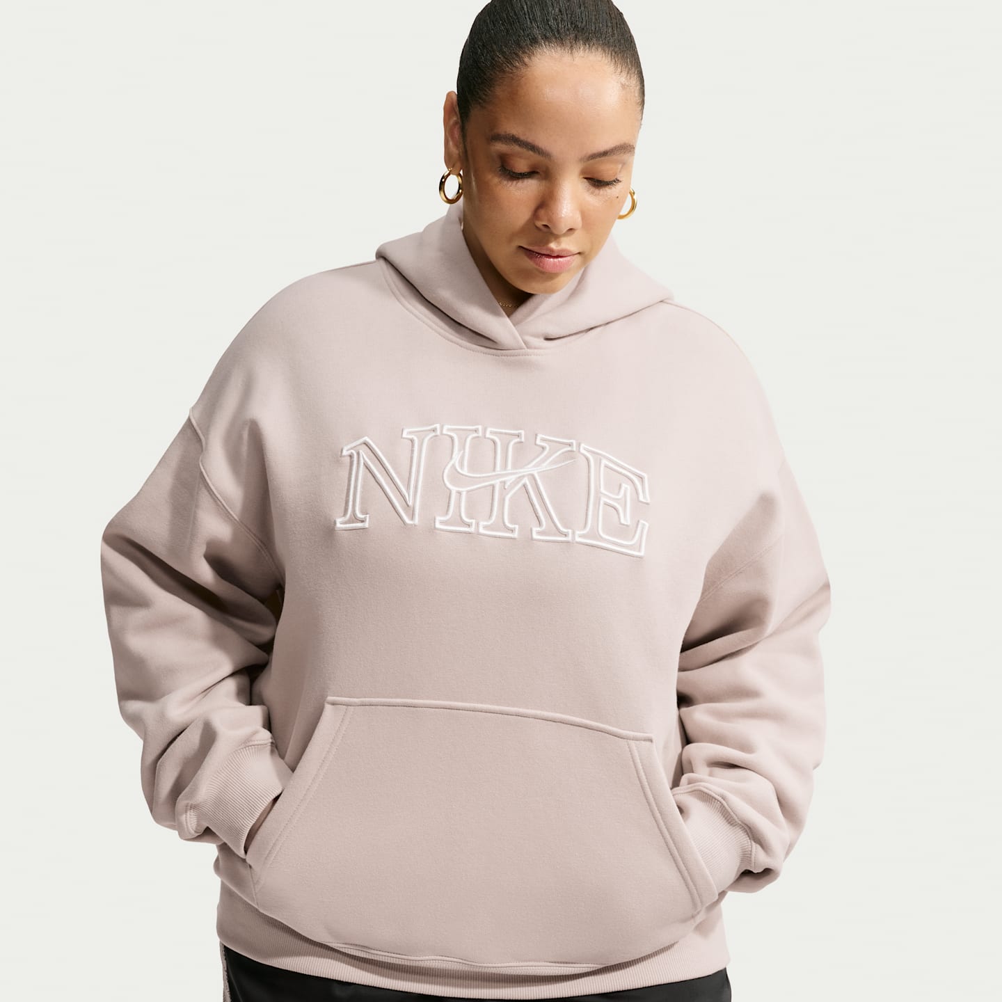 Женские худи Nike Studio Fleece Medium Weight Women's Oversized Pullover Logo — фото 1