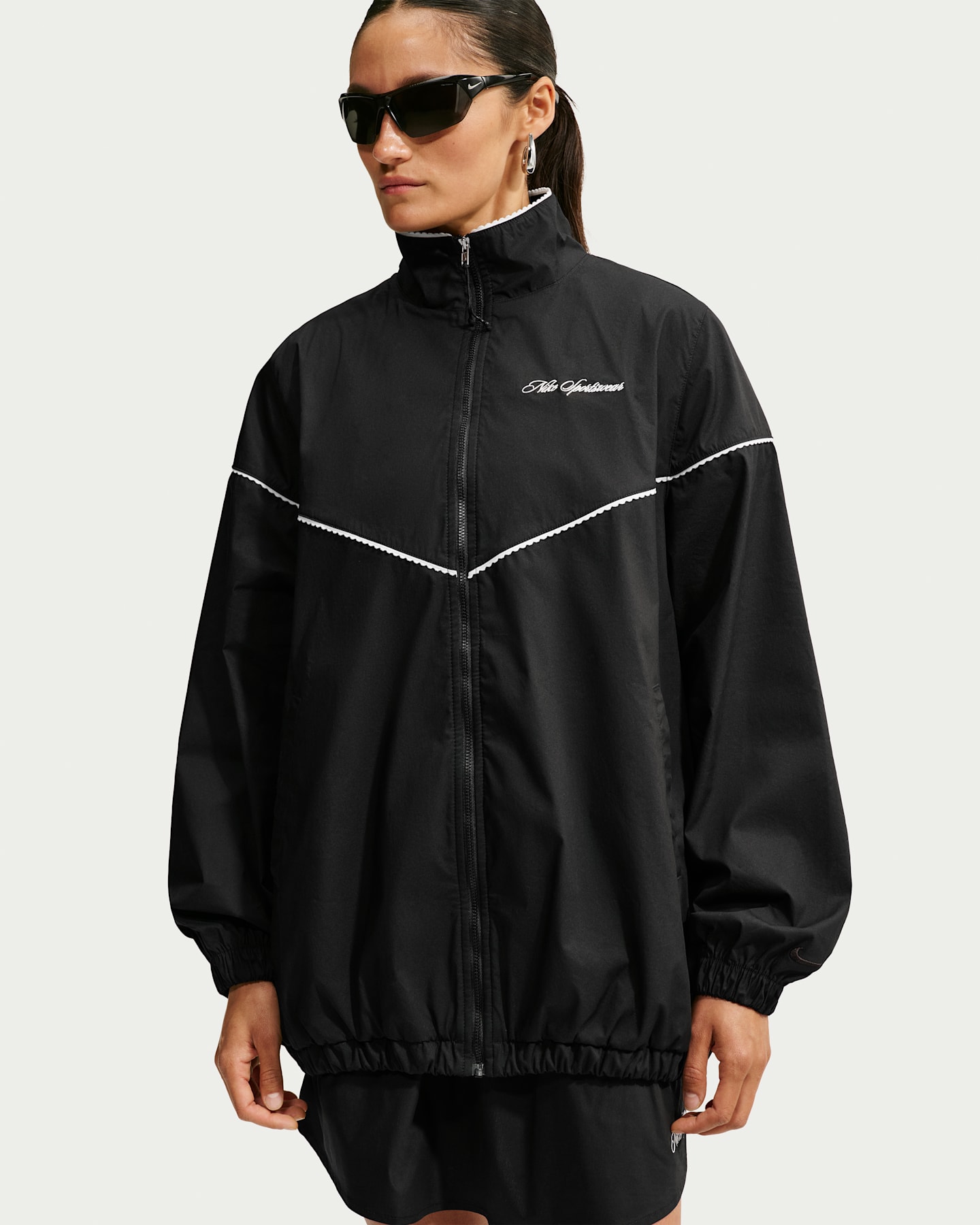 Nike Sportswear Women's Oversized Scalloped-Trim Poplin Track Jacket — фото 6