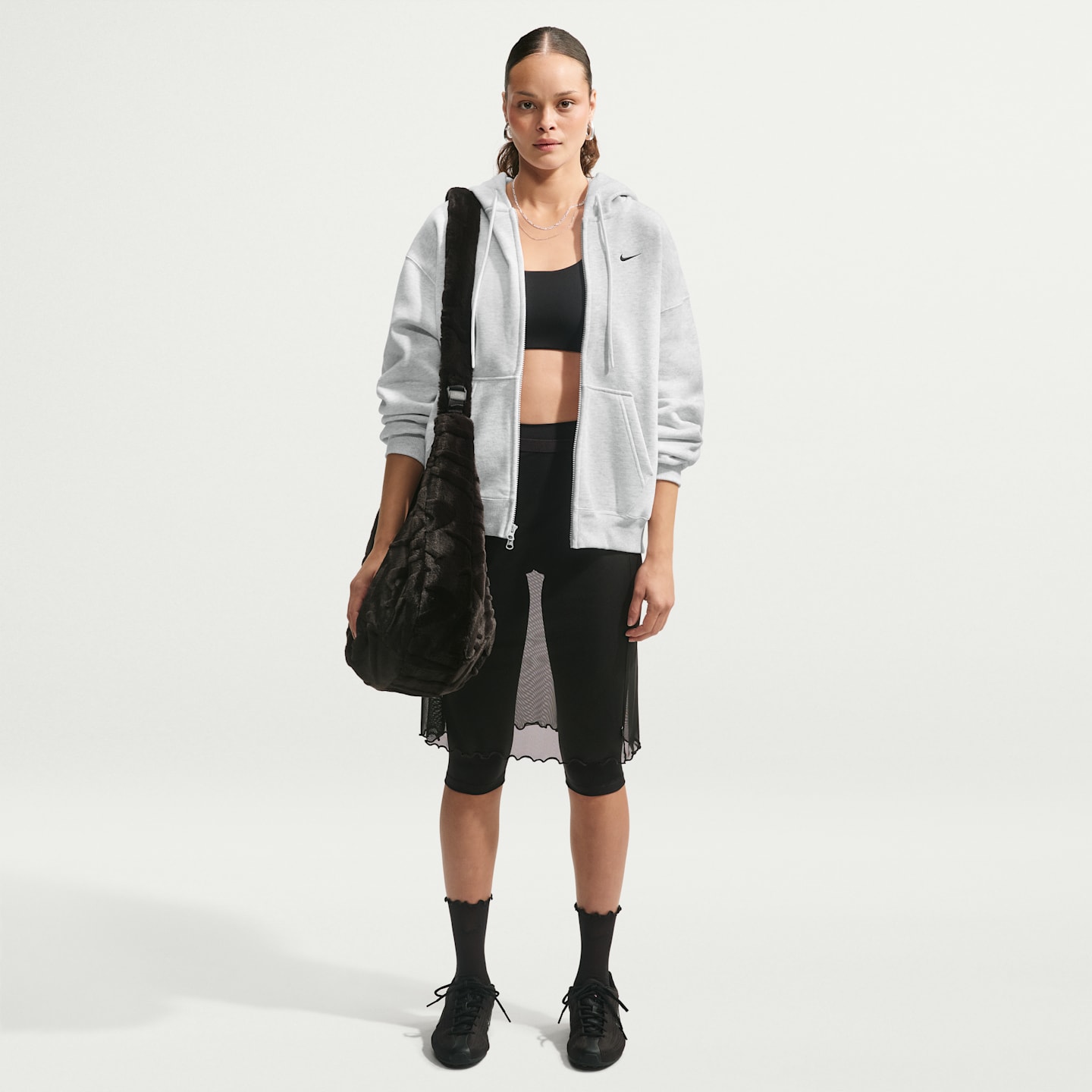 Женские худи Nike Studio Fleece Medium Weight Women's Oversized Full-Zip — фото 4