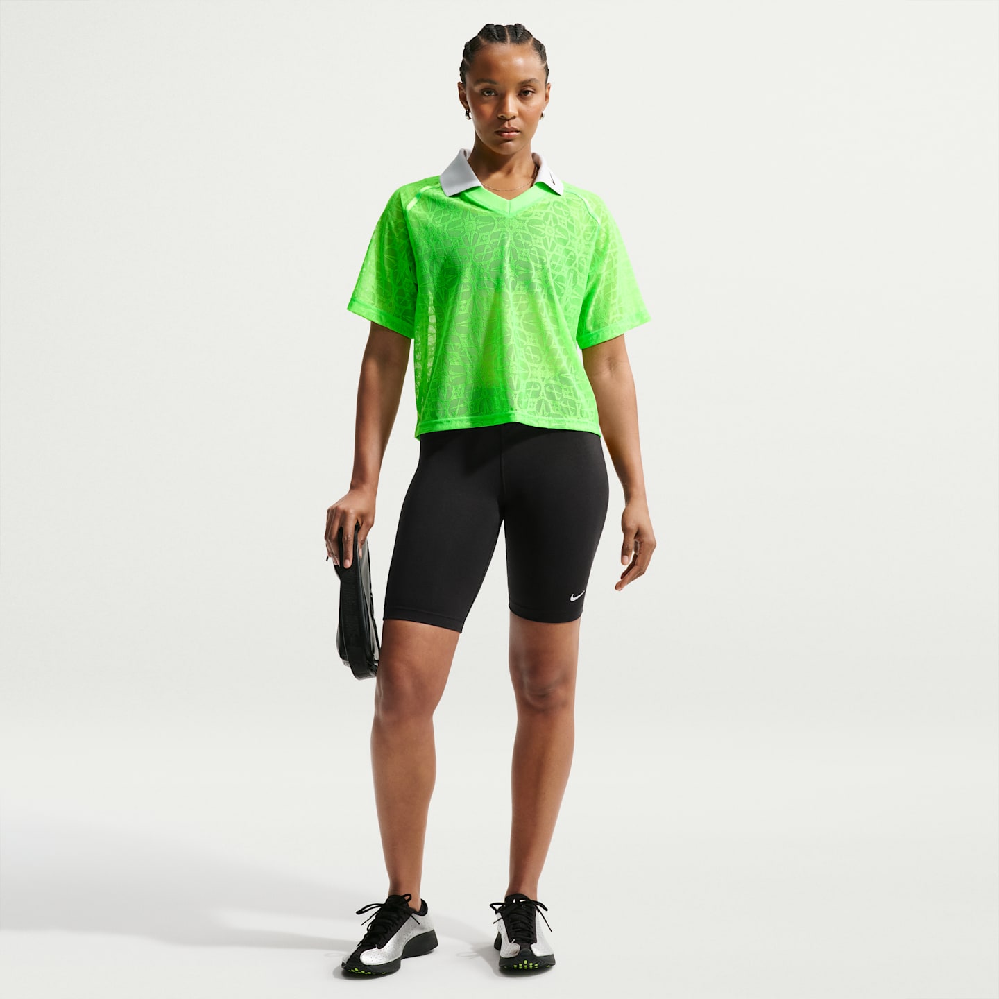 Женские кроссовки Nike Sportswear Women's Loose Lace Polo Jersey Top — фото 4