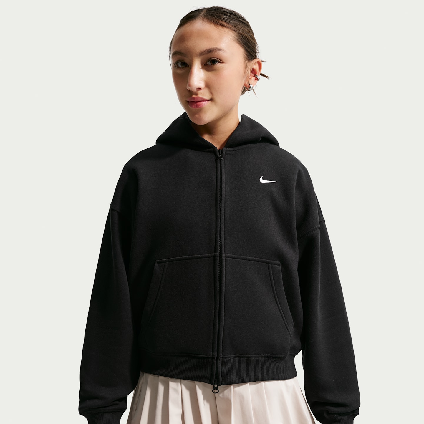 Детские худи Nike Sportswear Studio Fleece Big Kids' (Girls') Oversized Full-Zip — фото 3