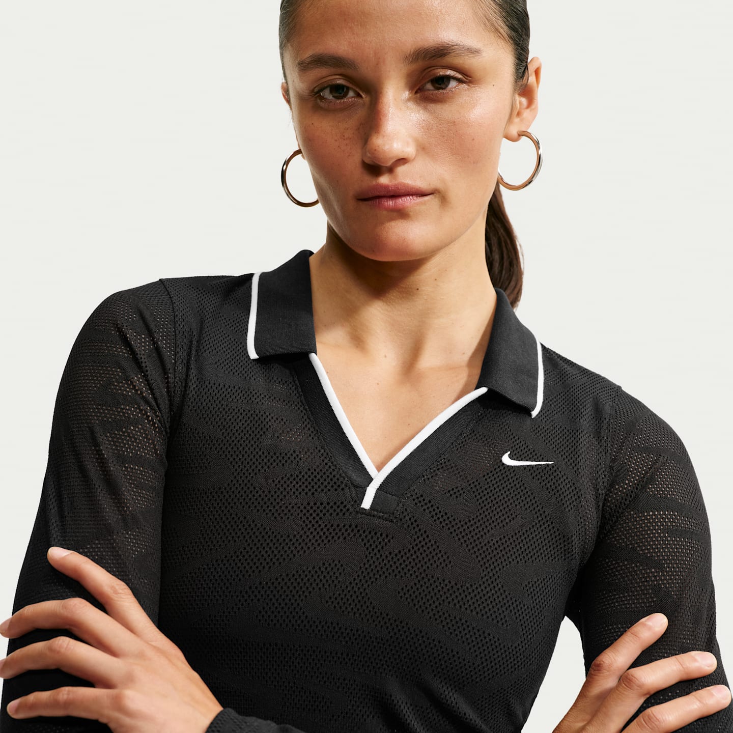 Женские брюки Nike Sportswear Chill Knit Women's Tight Mod-Cropped Long-Sleeve Lace Top — фото 3