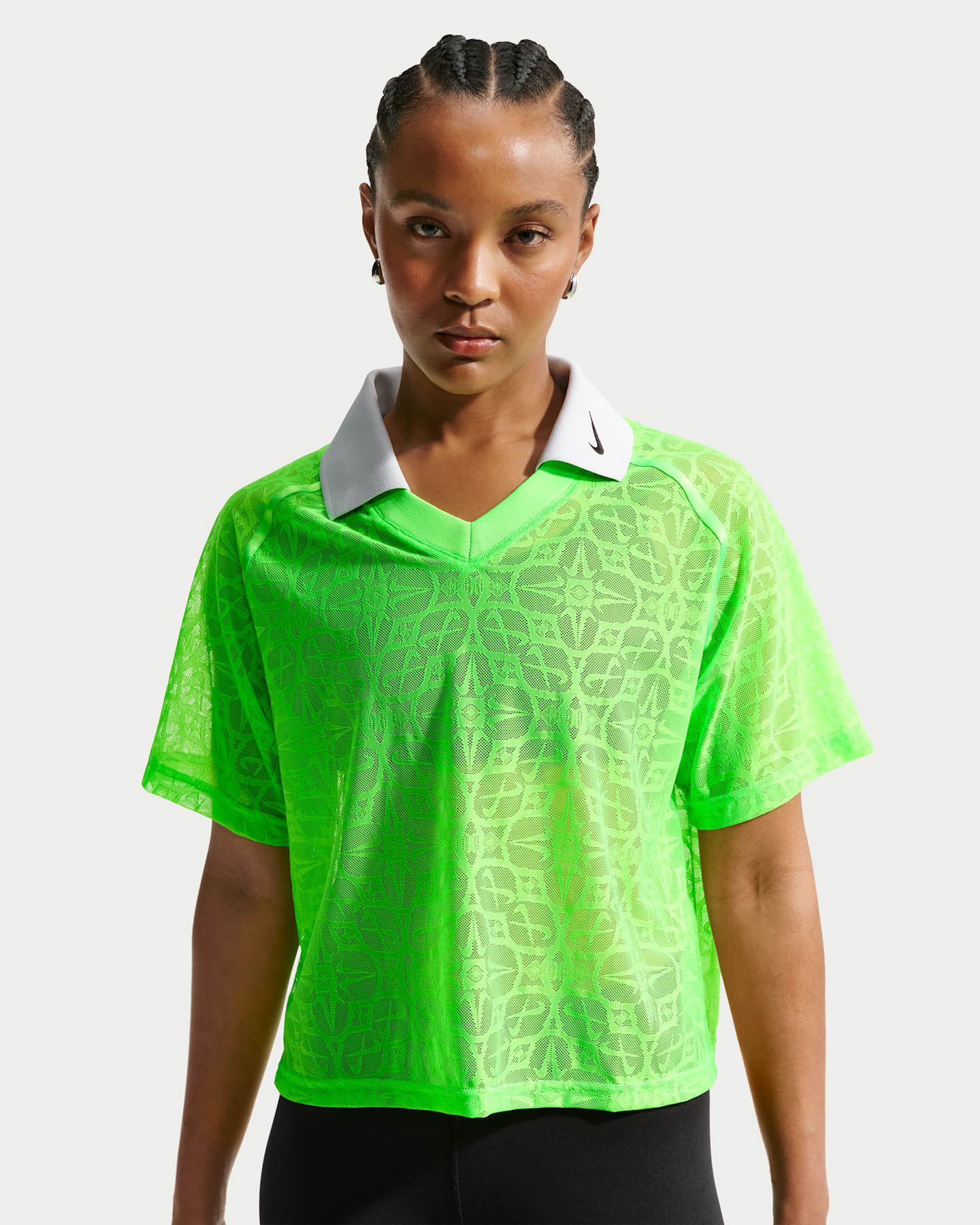 Женские кроссовки Nike Sportswear Women's Loose Lace Polo Jersey Top — фото 6