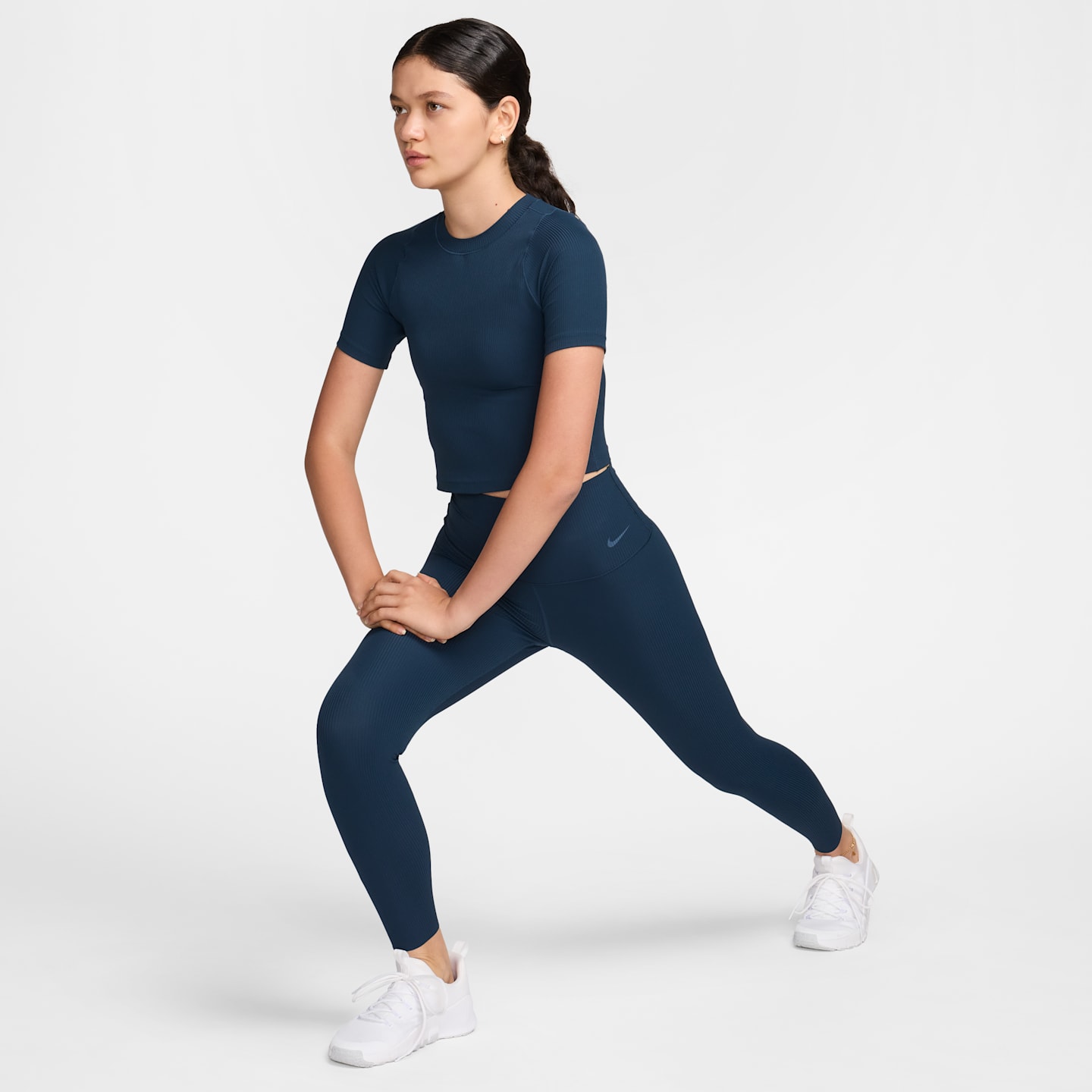 Женские леггинсы Nike Zenvy Rib Women's High-Waisted 7/8 Leggings — фото 1