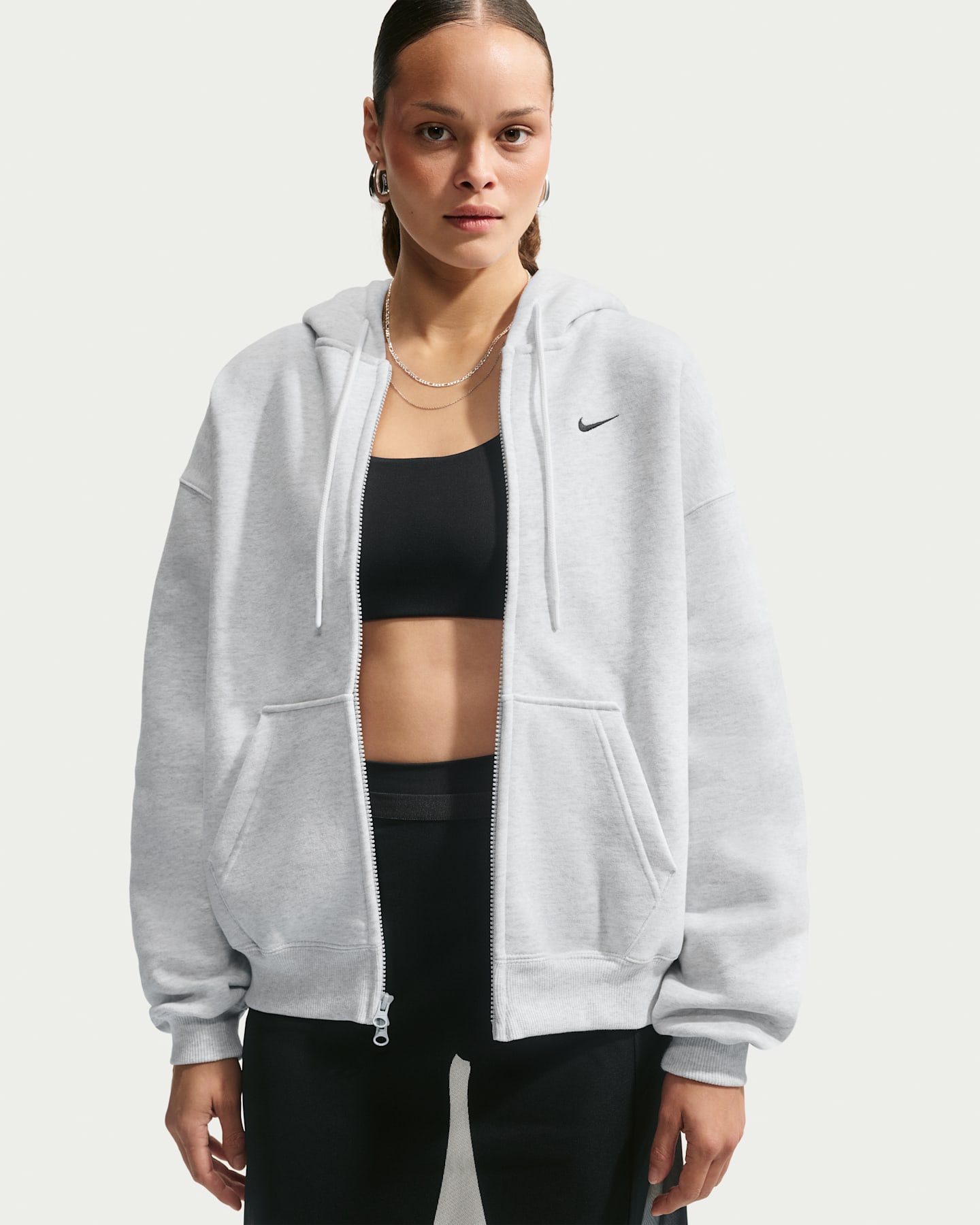 Женские худи Nike Studio Fleece Medium Weight Women's Oversized Full-Zip — фото 8