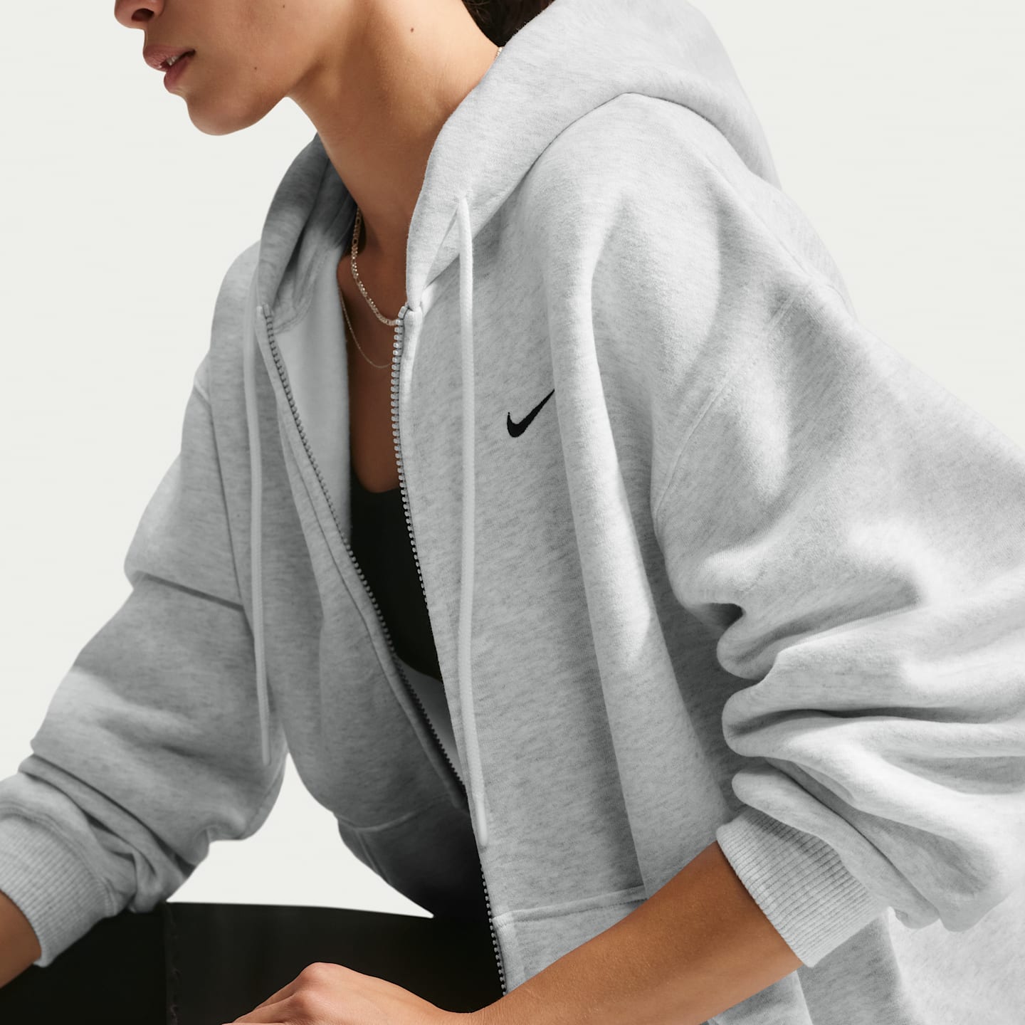 Женские худи Nike Studio Fleece Medium Weight Women's Oversized Full-Zip — фото 3