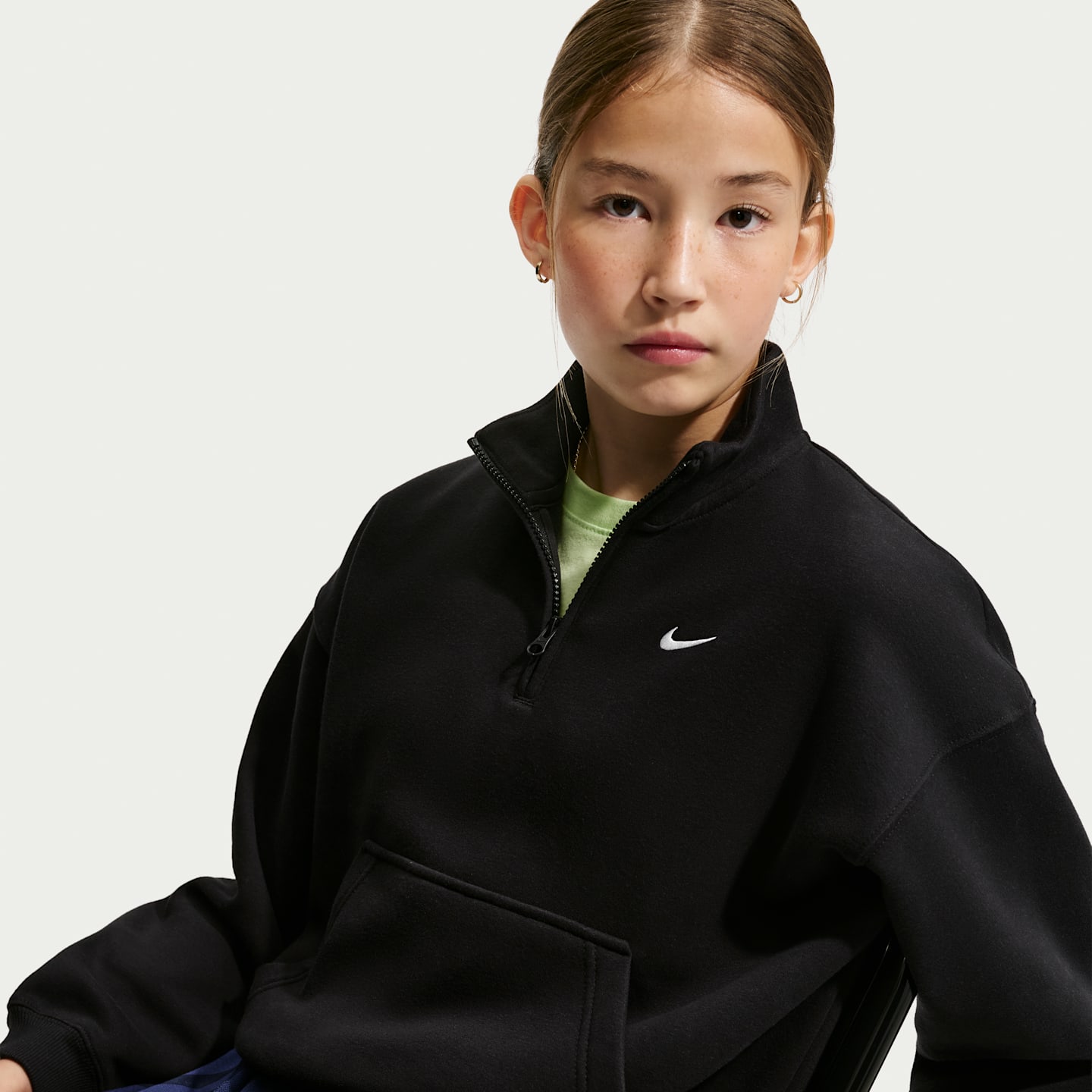 Детские свитеры Nike Sportswear Studio Fleece Big Kids' (Girls') Oversized 1/4-Zip Top