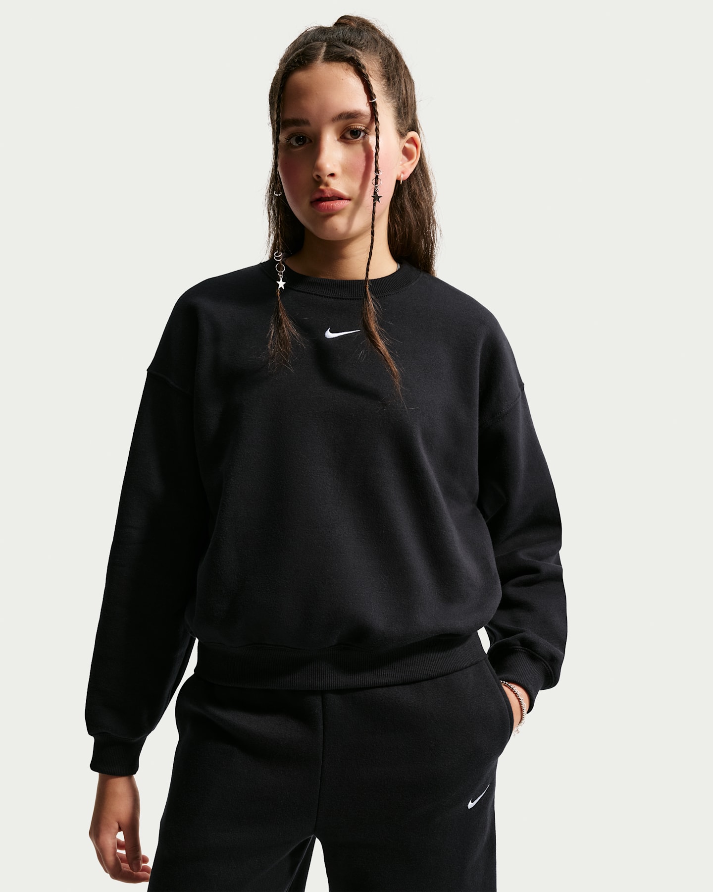 Детские свитеры Nike Sportswear Studio Girls' Boxy Fleece Crew-Neck — фото 6