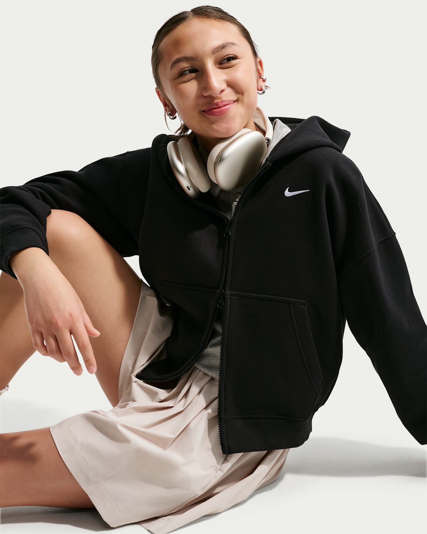 Детские худи Nike Sportswear Studio Fleece Big Kids' (Girls') Oversized Full-Zip — фото 6
