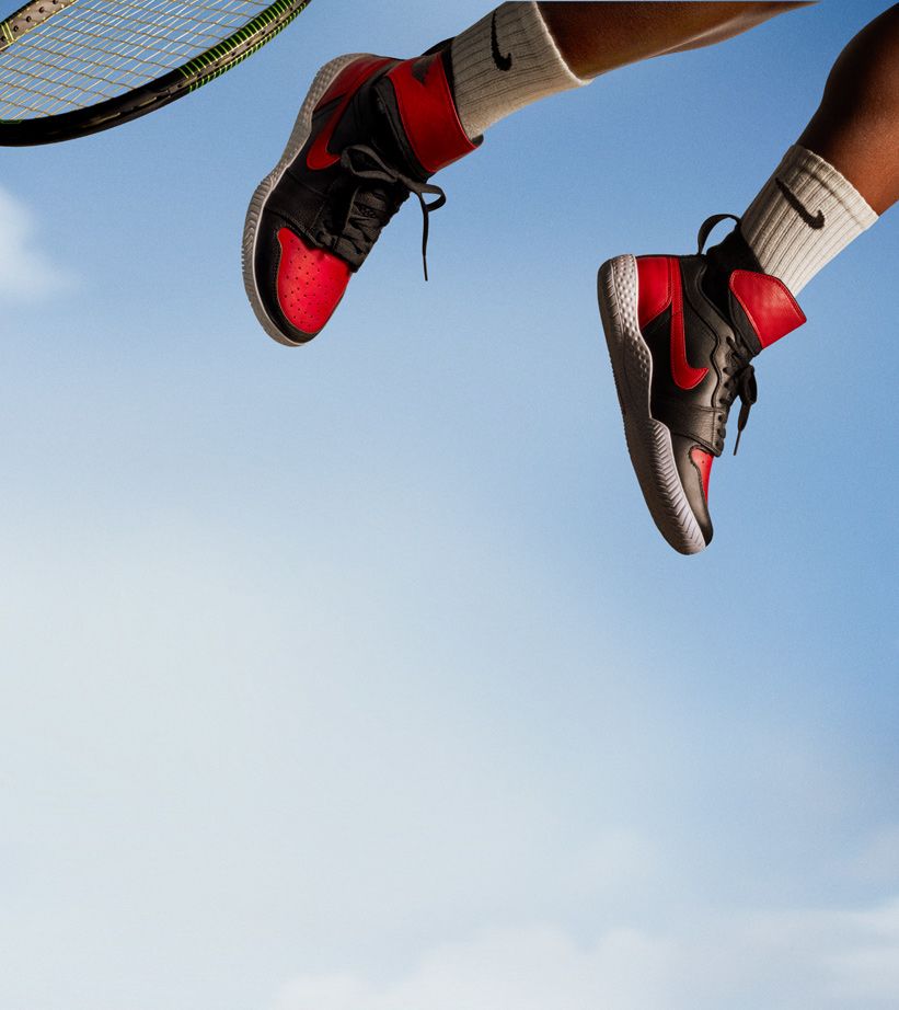 NikeCourt Flare AJ1 "Black &amp; Varsity Red" - Donna