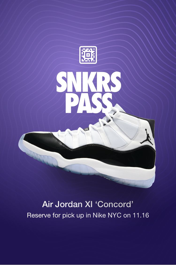 Air Jordan 11 'Concord' SNKRS Pass Nike 