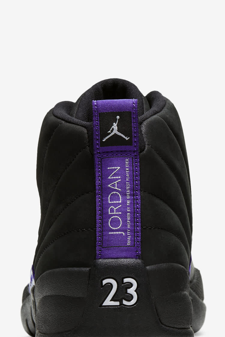 purple and black jordan 12s