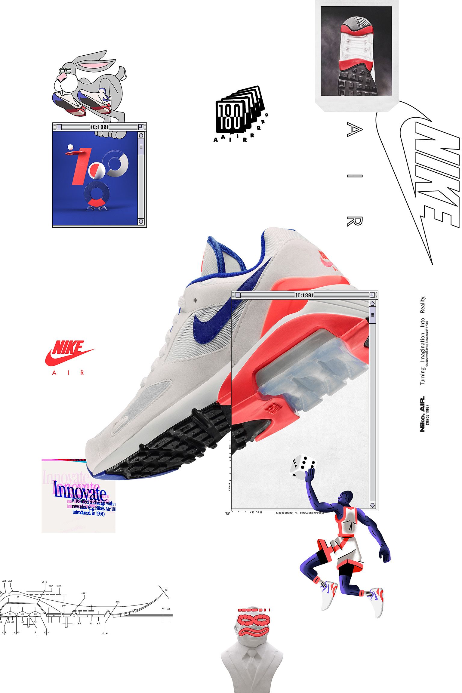 nike air max 180 retro white ultramarine